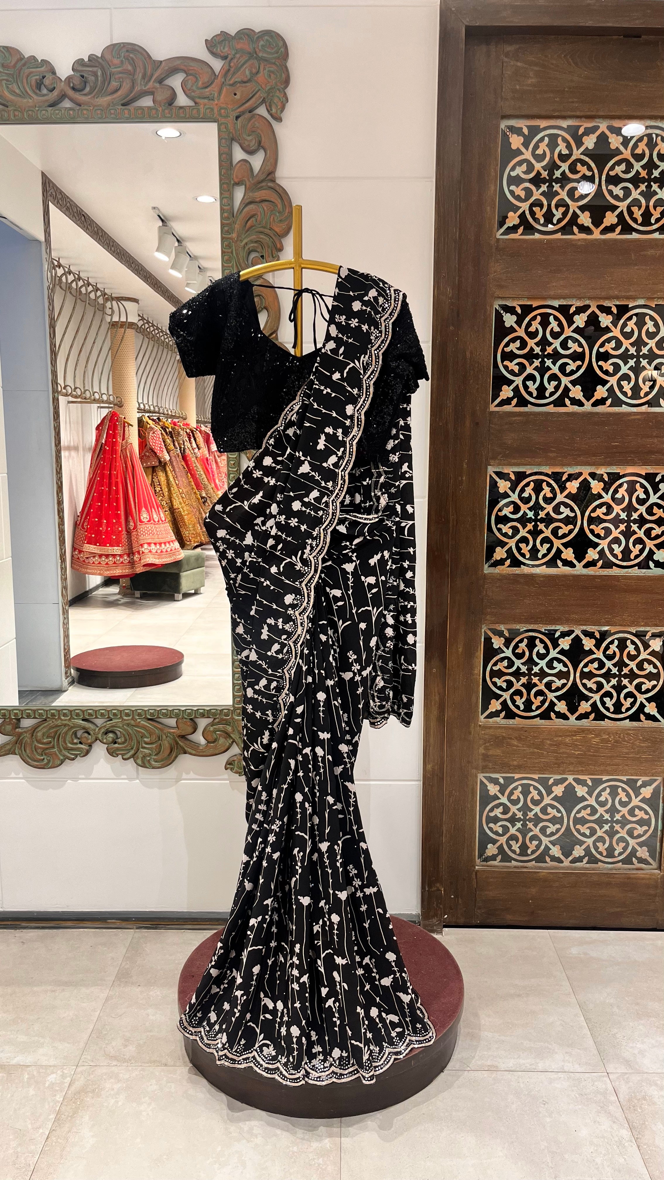Black Floral saree