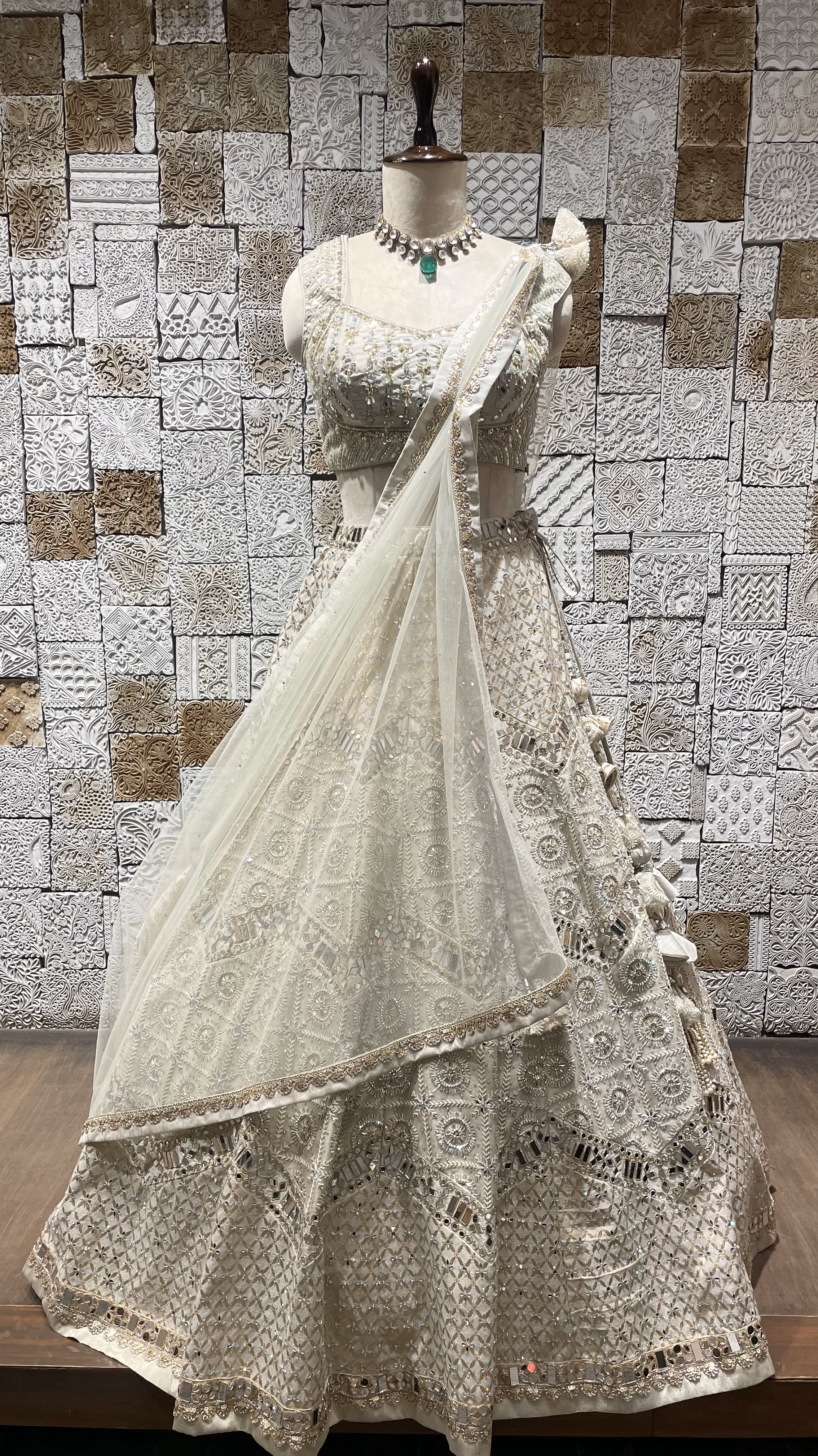 Mint Green | Pastel Pink - Mirror Work Lehenga