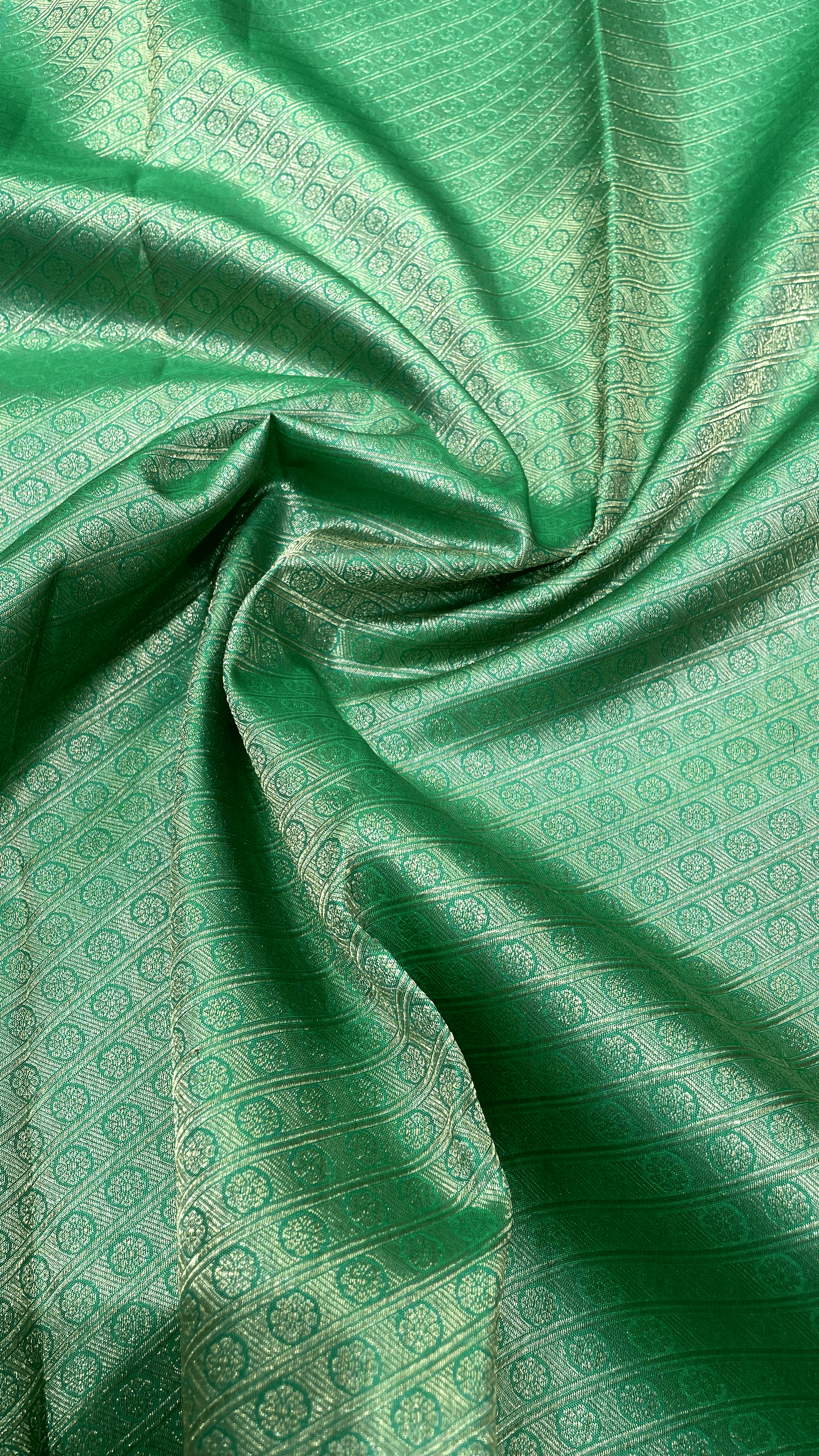 Sea green Kanjivaram silk saree with zari work