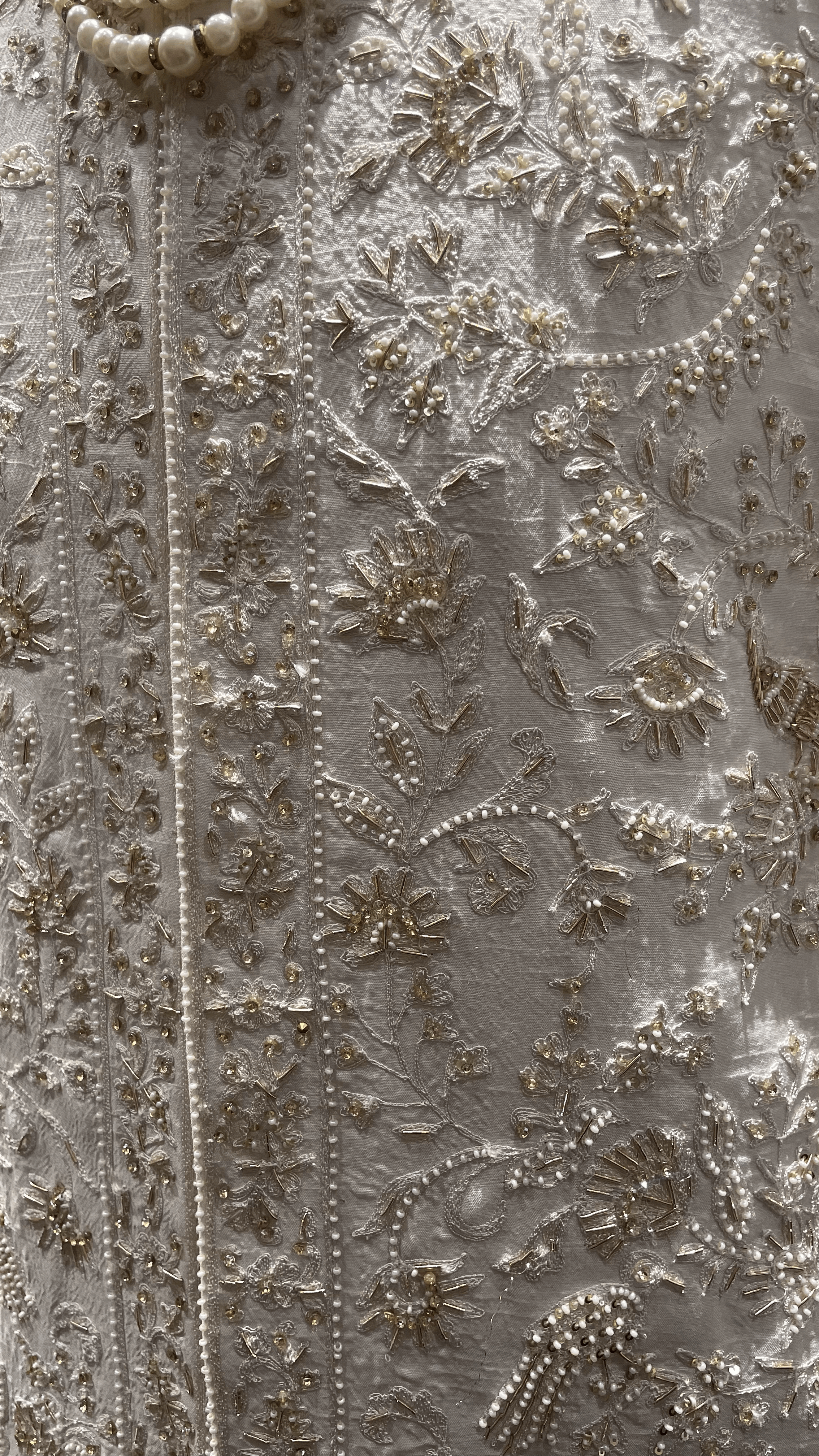 Cream Sherwani in Silk with Zariwork