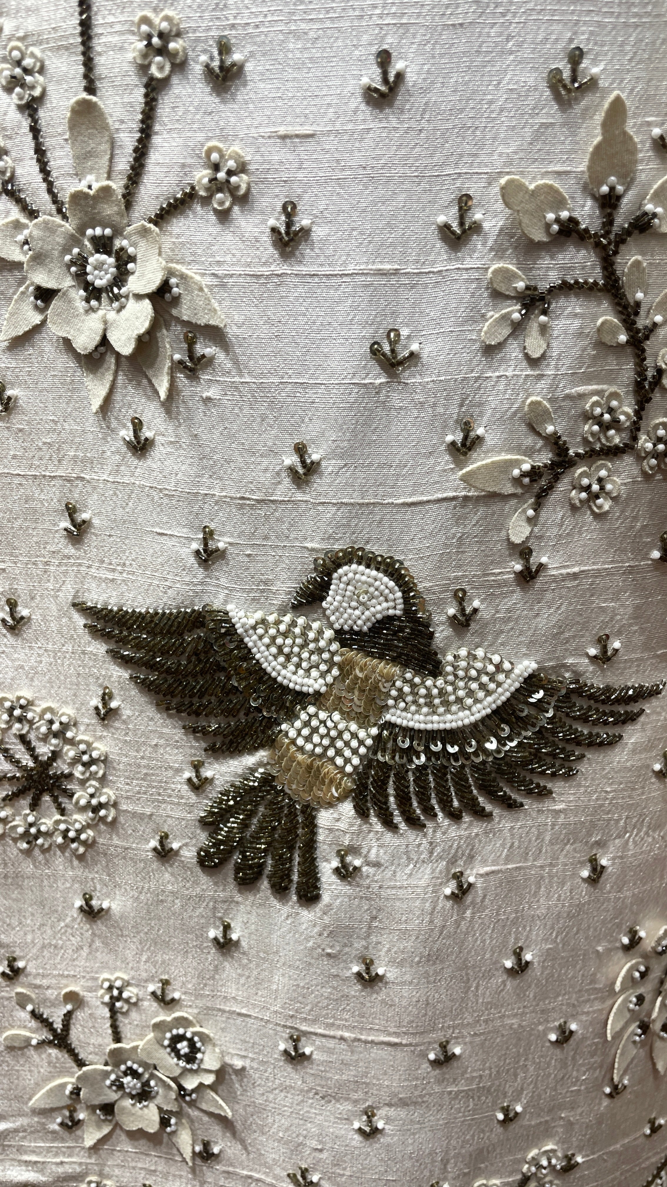 Gold silk sherwani with motifs and cutdana embellishments