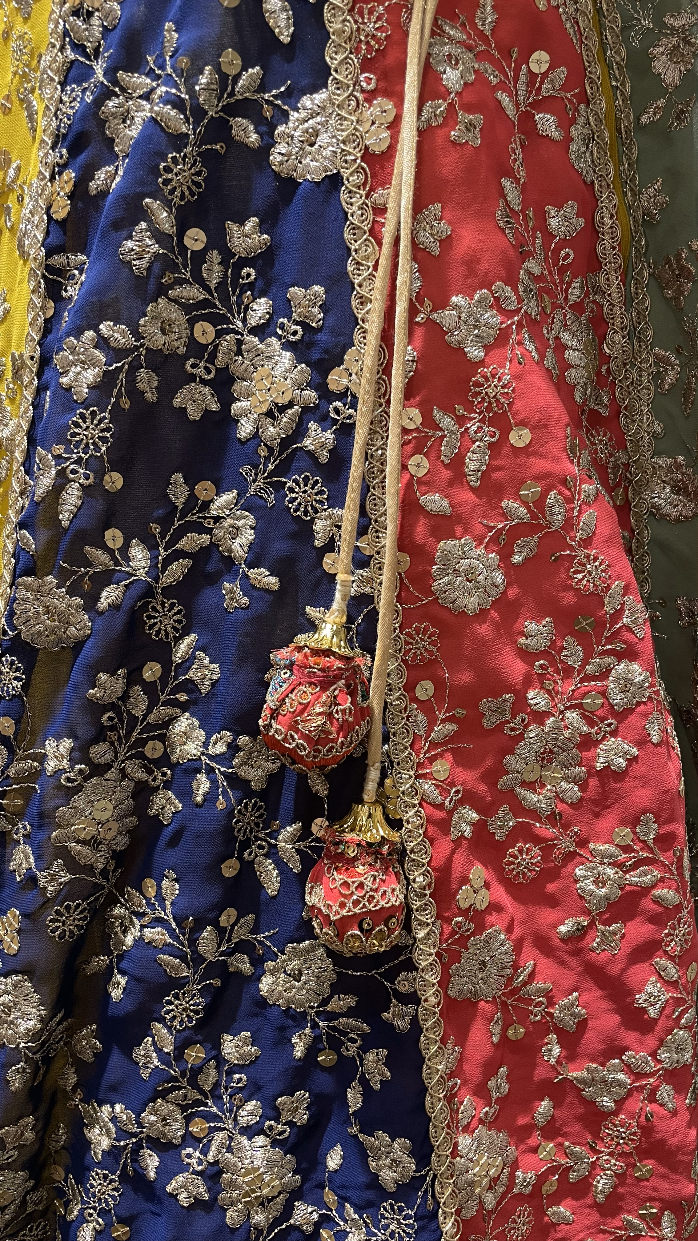 Multicolour Georgette lehenga with Zariwork and sequins