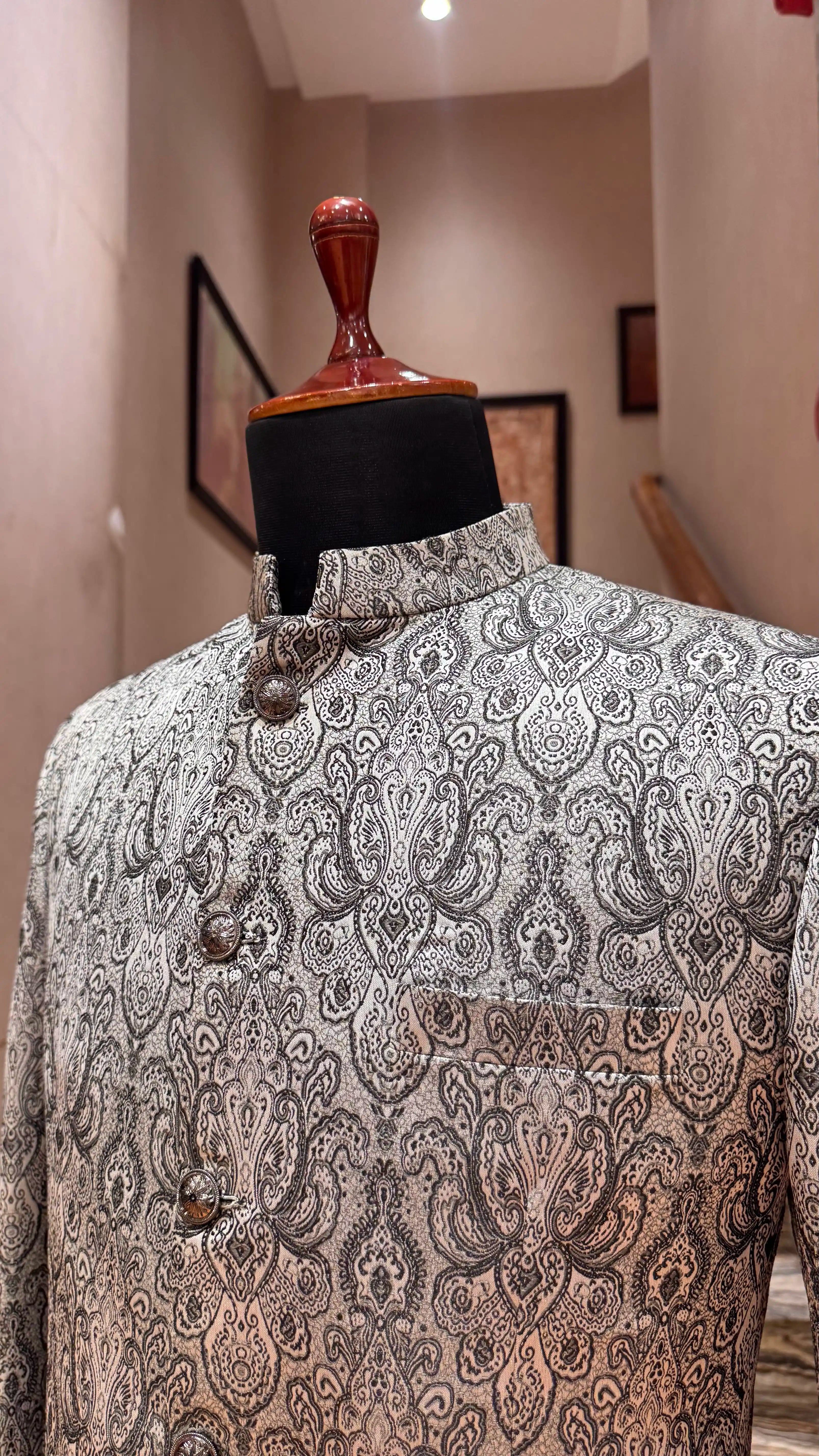 Grey self work bandhgala