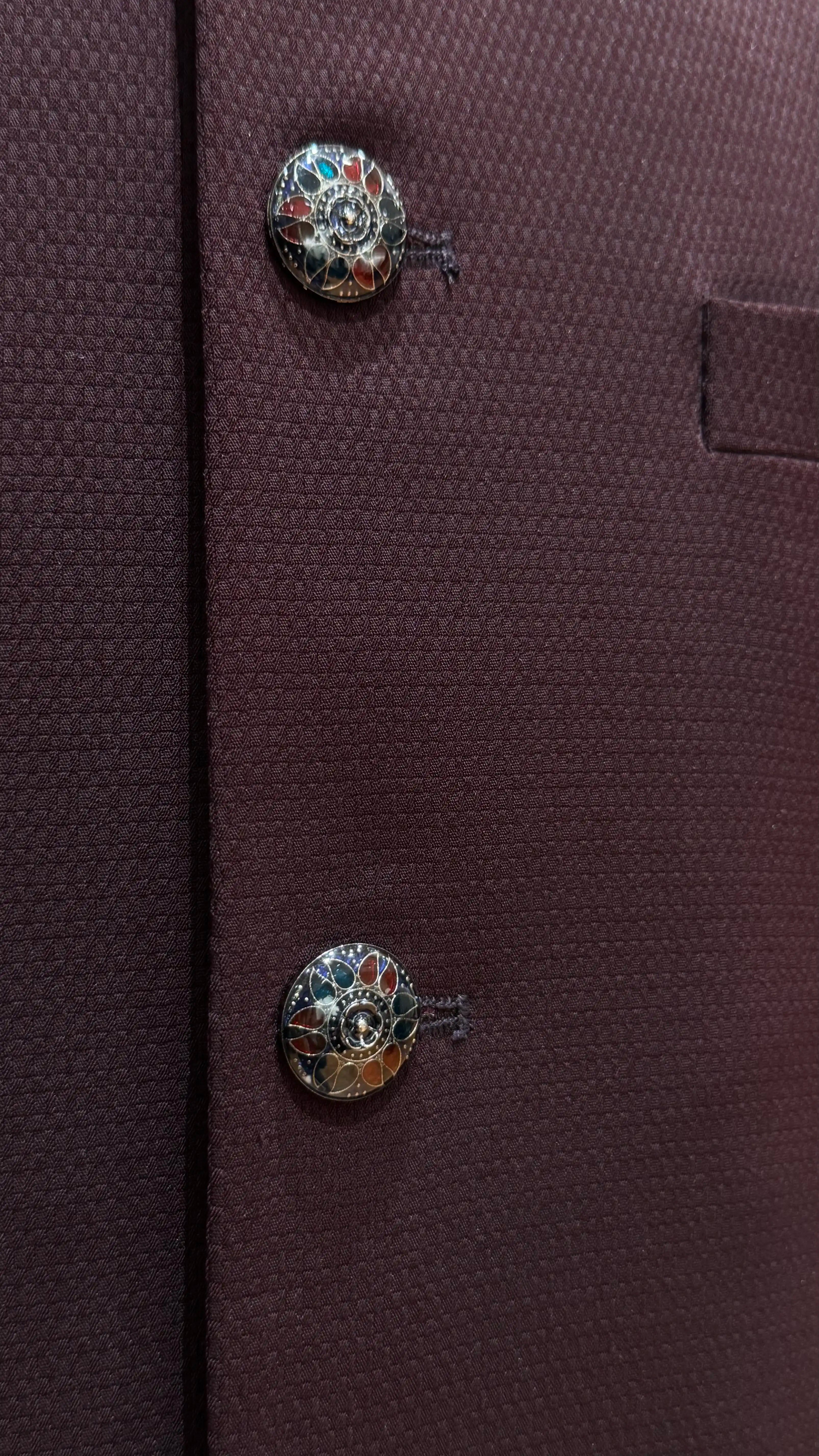 Wine bandhgala with self work