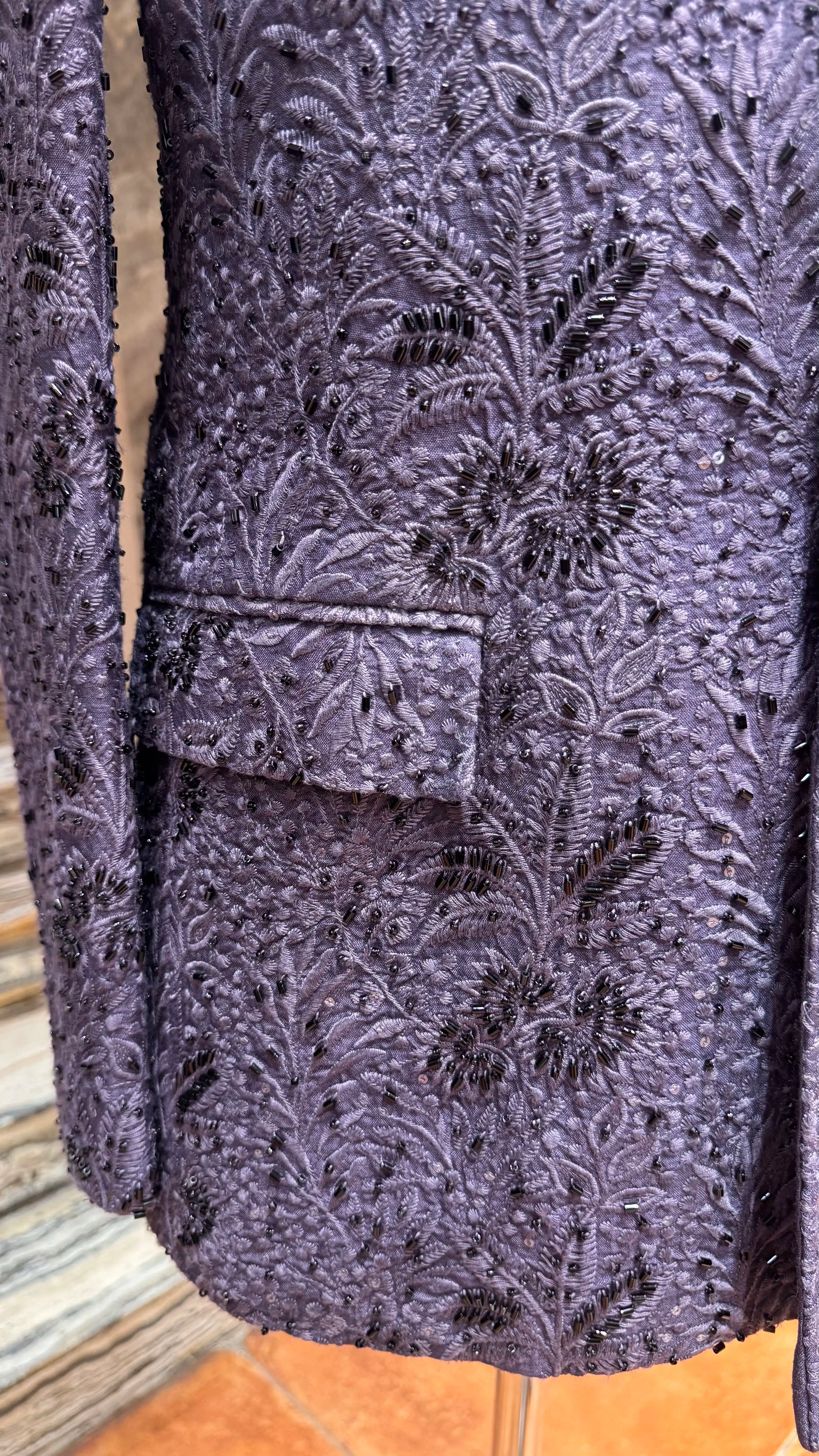 Purple bandhgala with self work