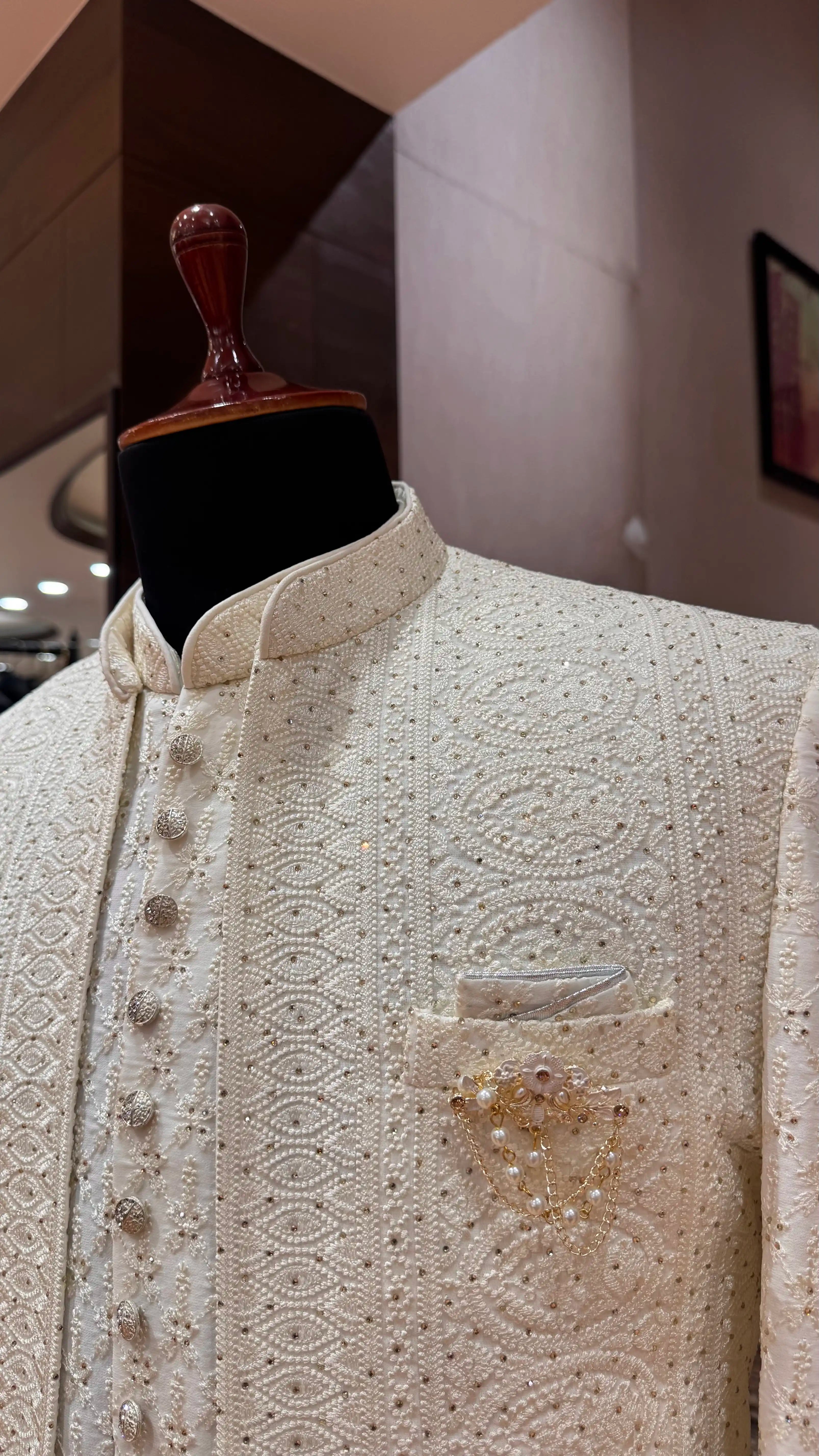 Off white jacket style bandhgala