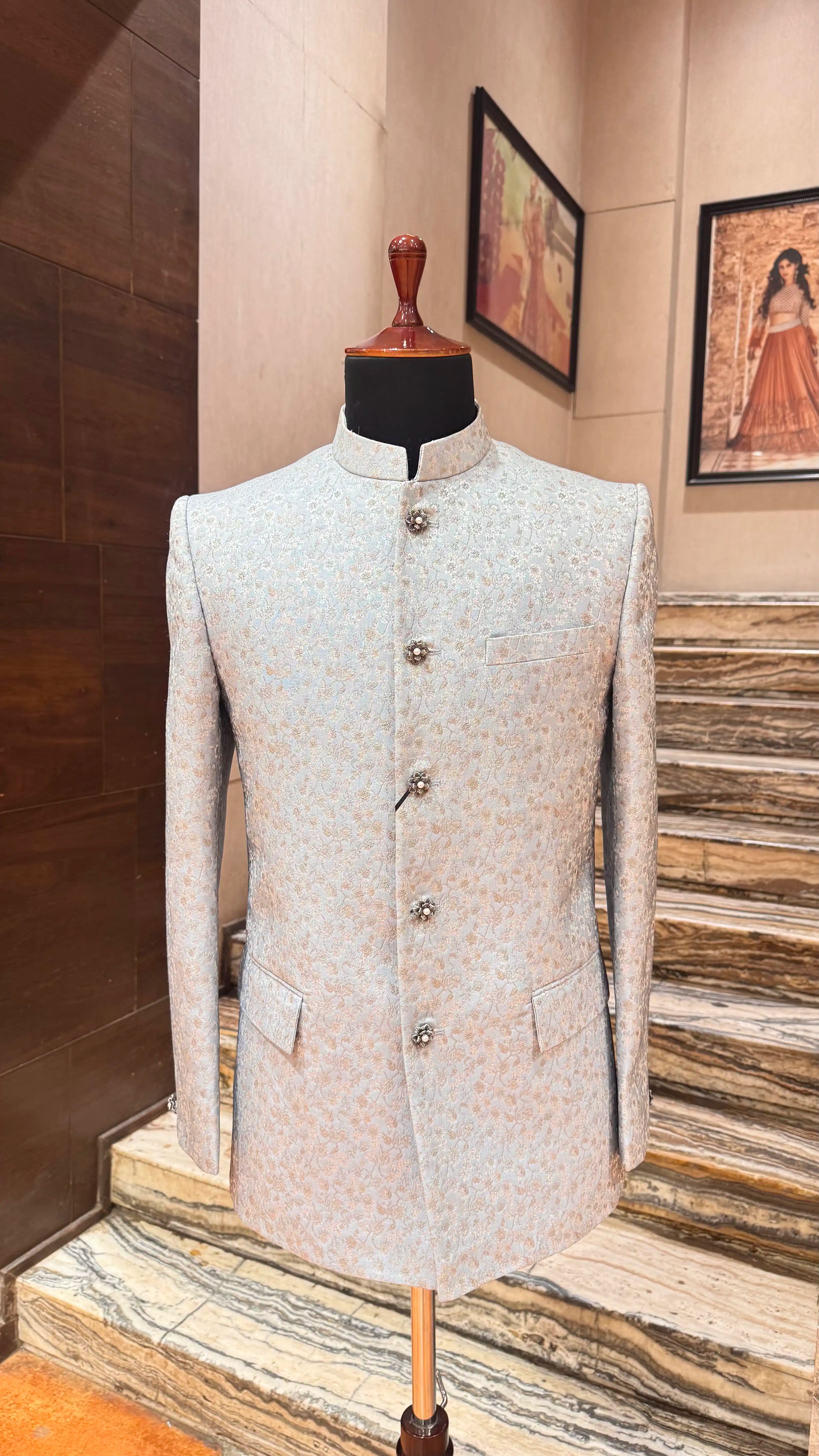 Light blue bandhgala