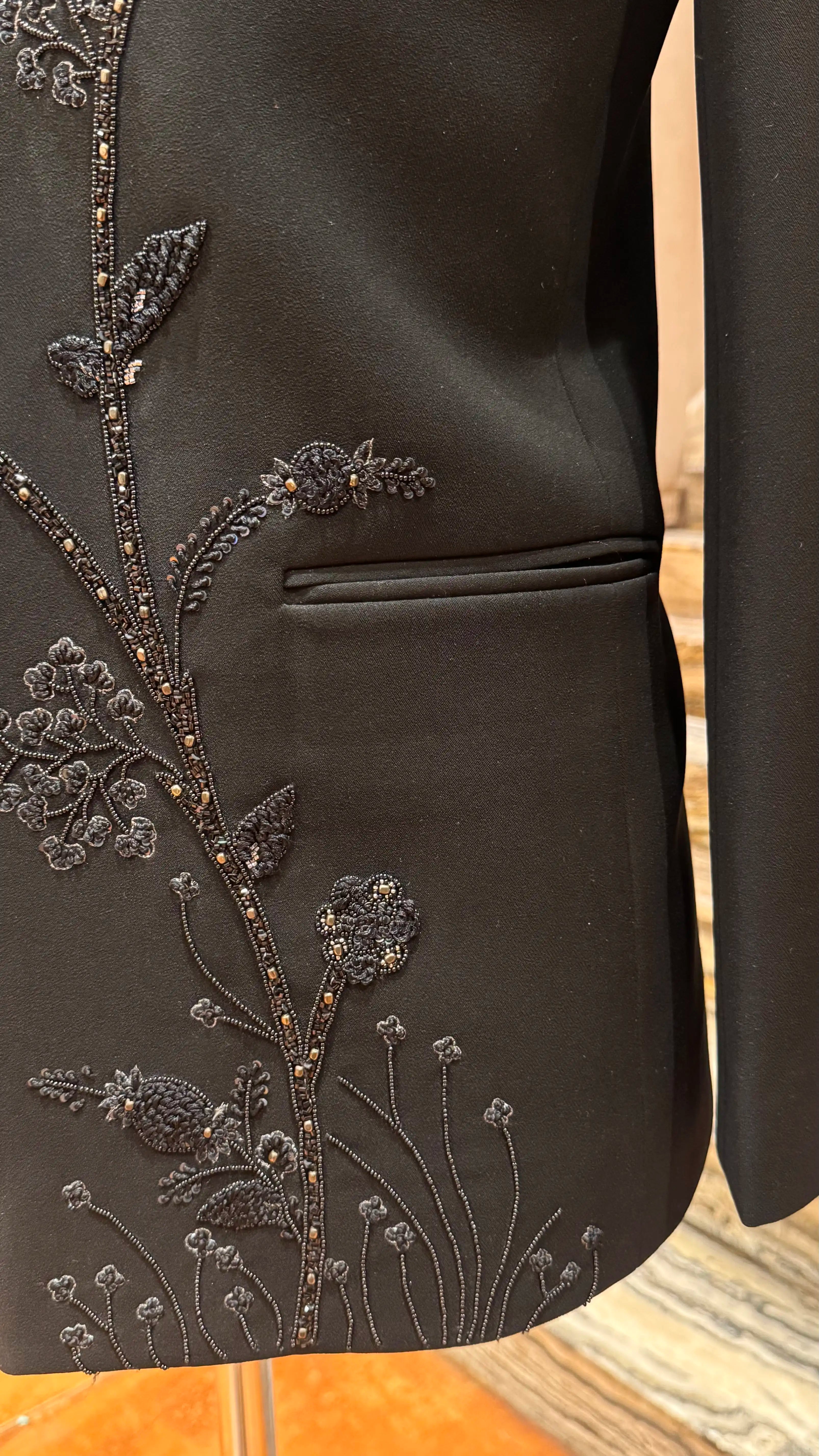 Black tone to tone embroidery bandhgala