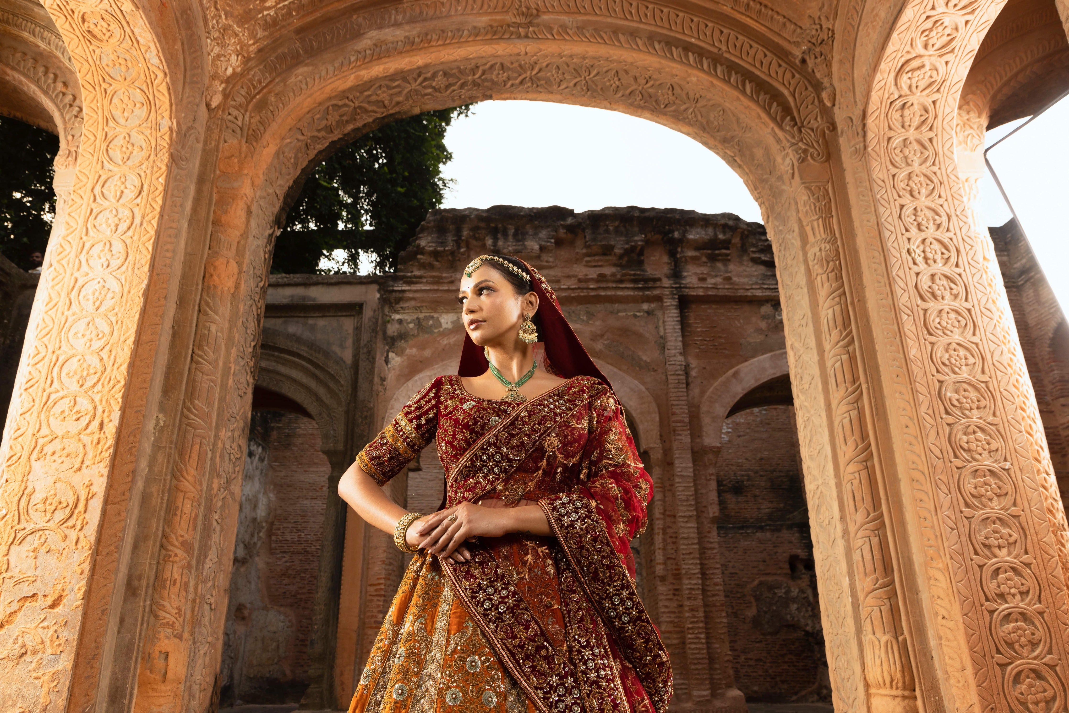 Legacy of Excellence Velvet Bridal Lehenga with Intricate Embroidery