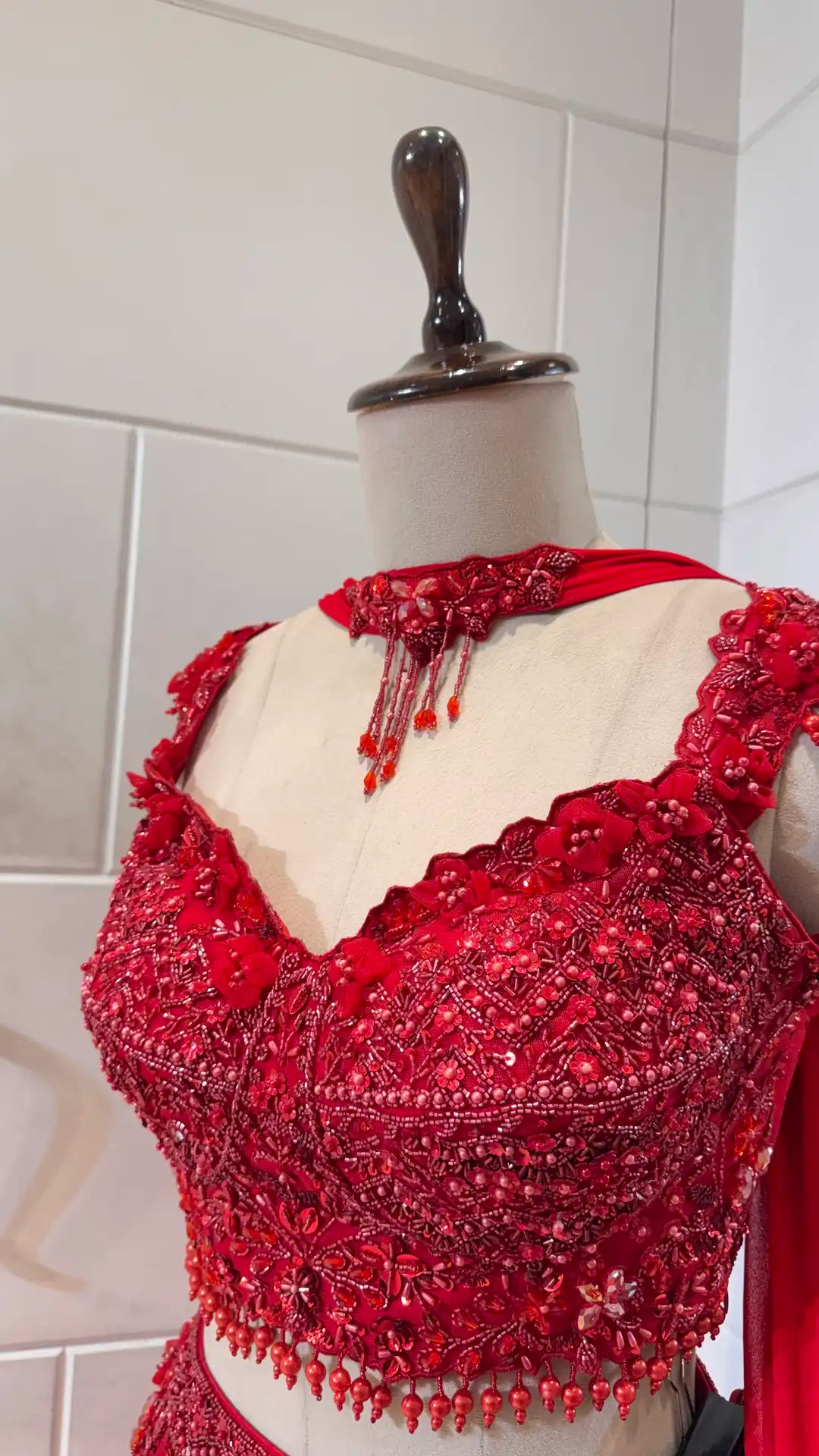 Red mermaid lehenga