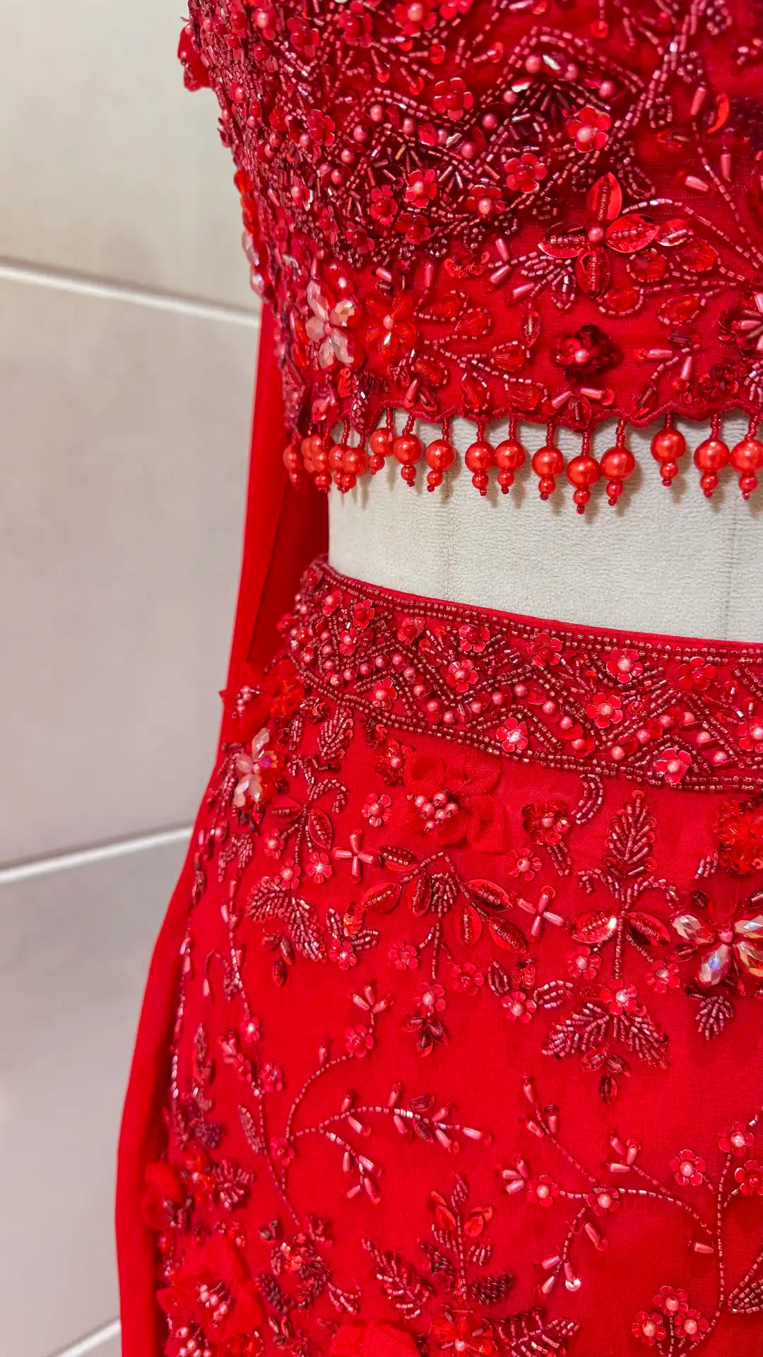 Red mermaid lehenga