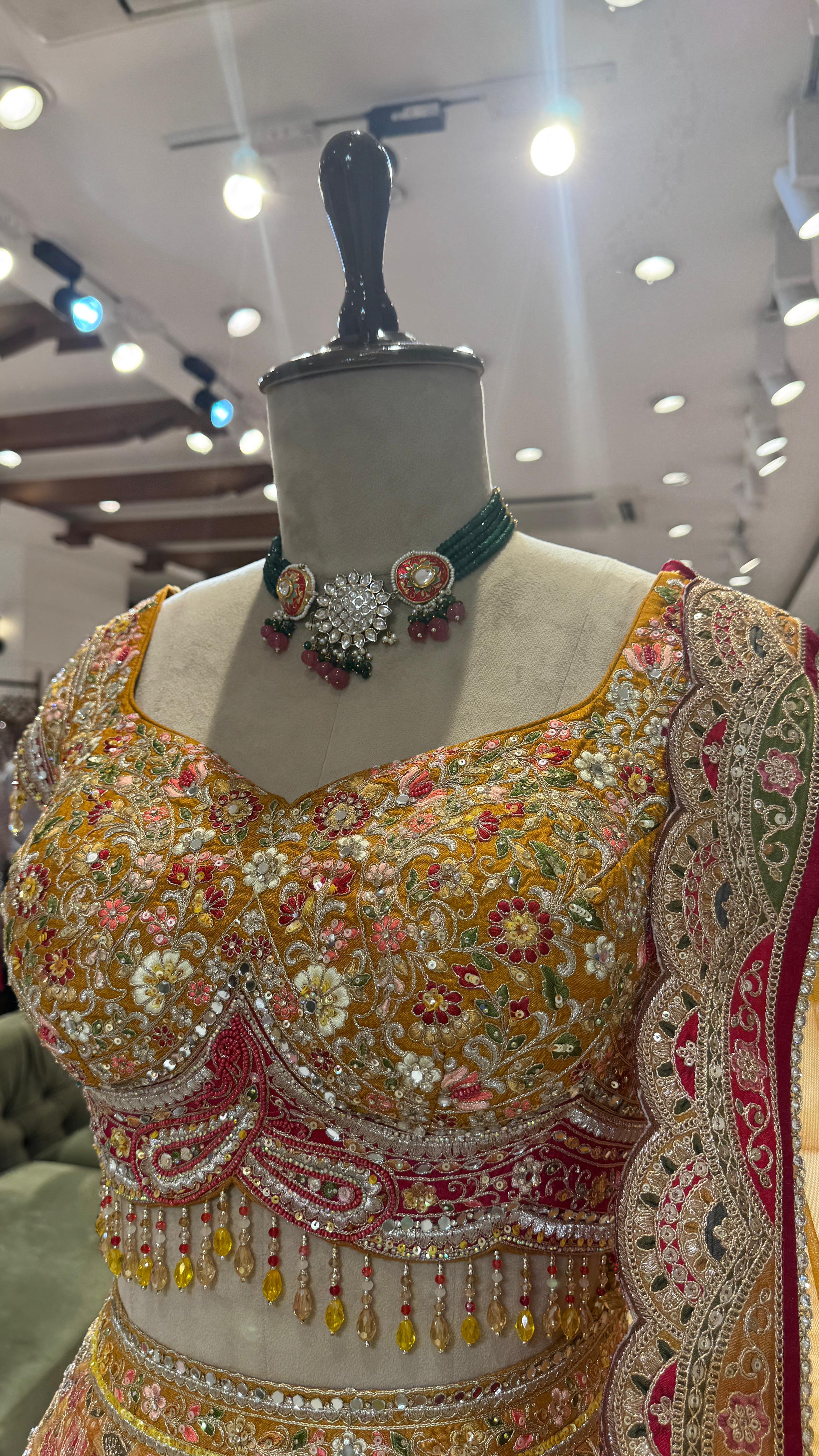 Golden Blossom Pink Lehenga