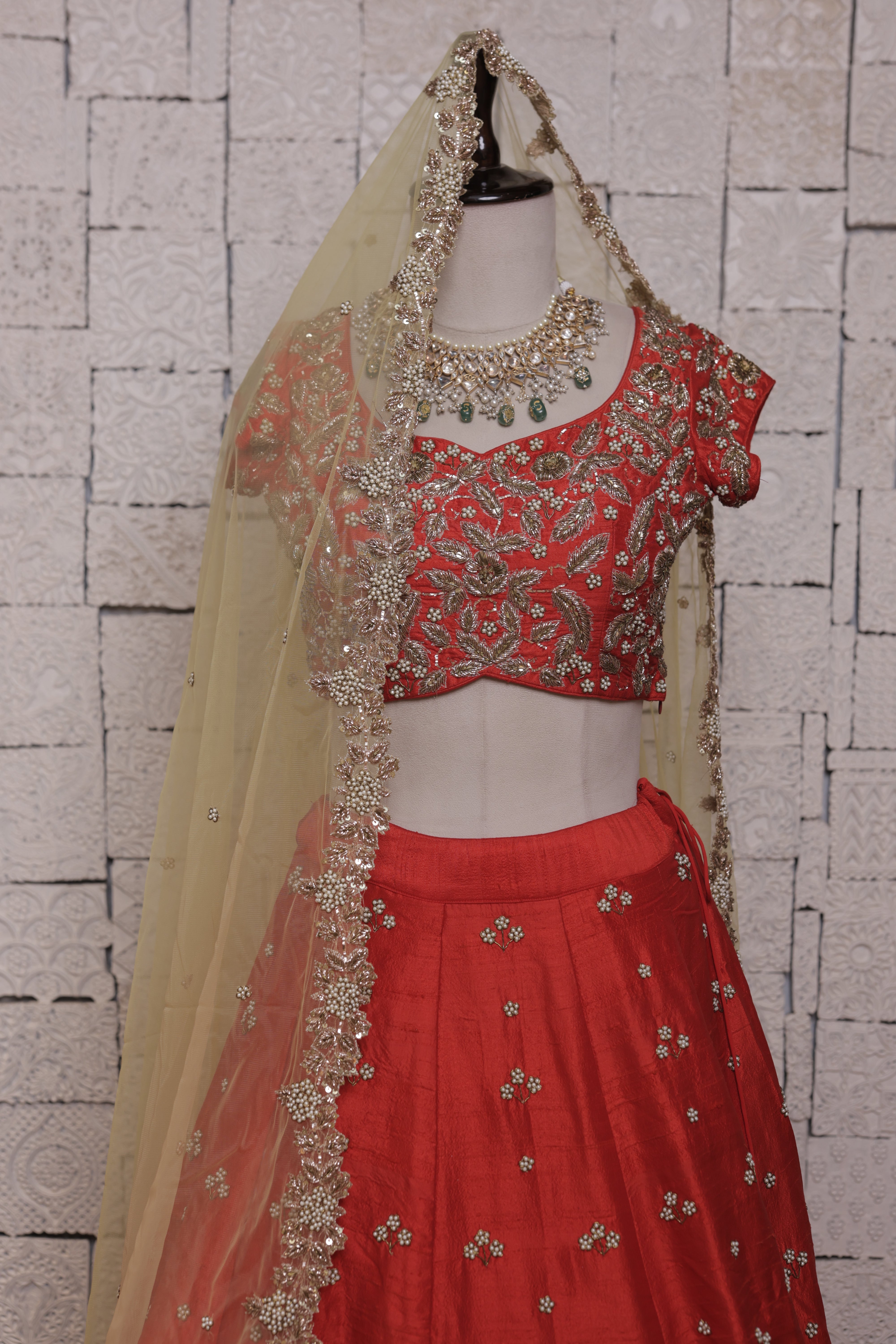 Cherish Red Bridal lehenga