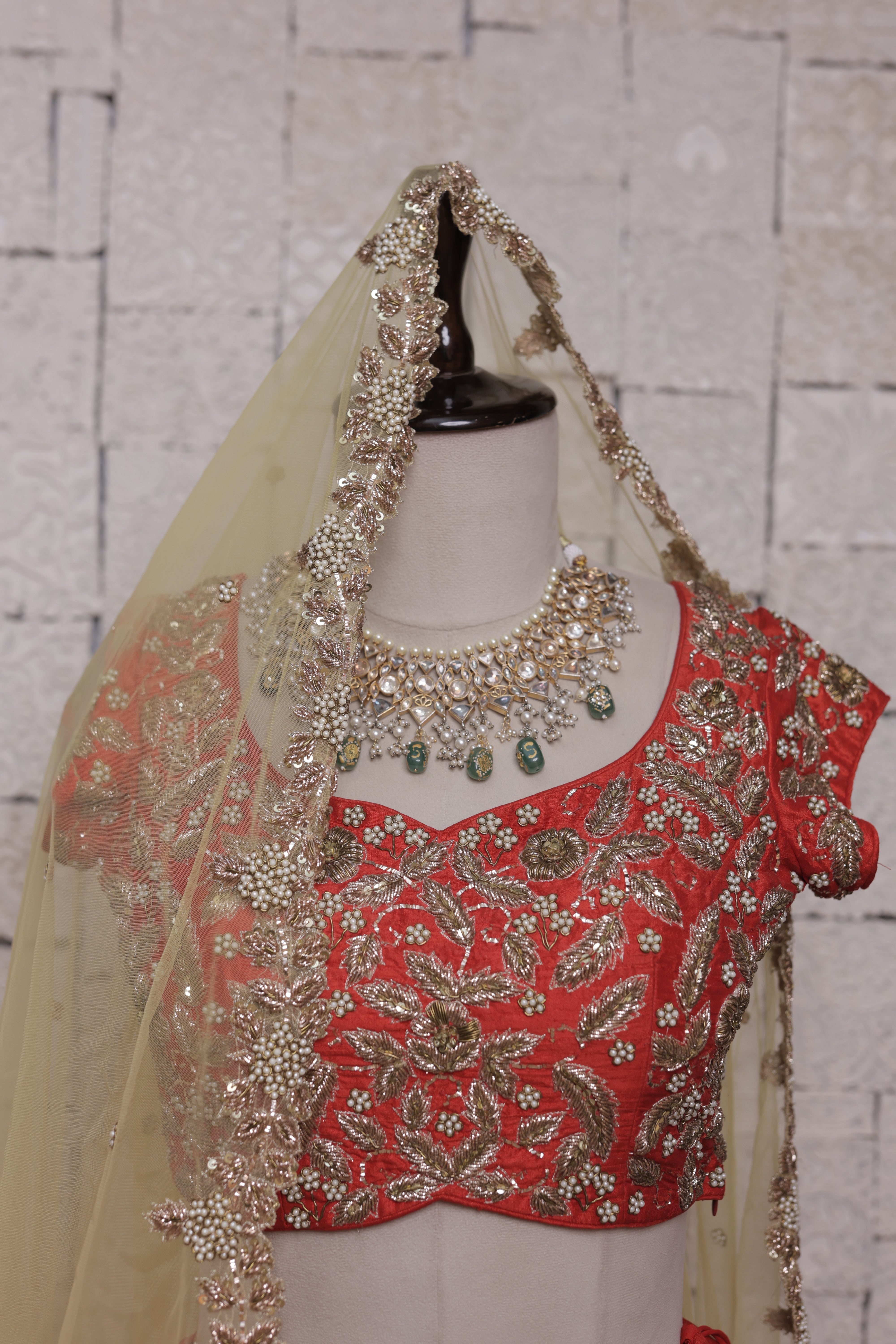 Cherish Red Bridal lehenga