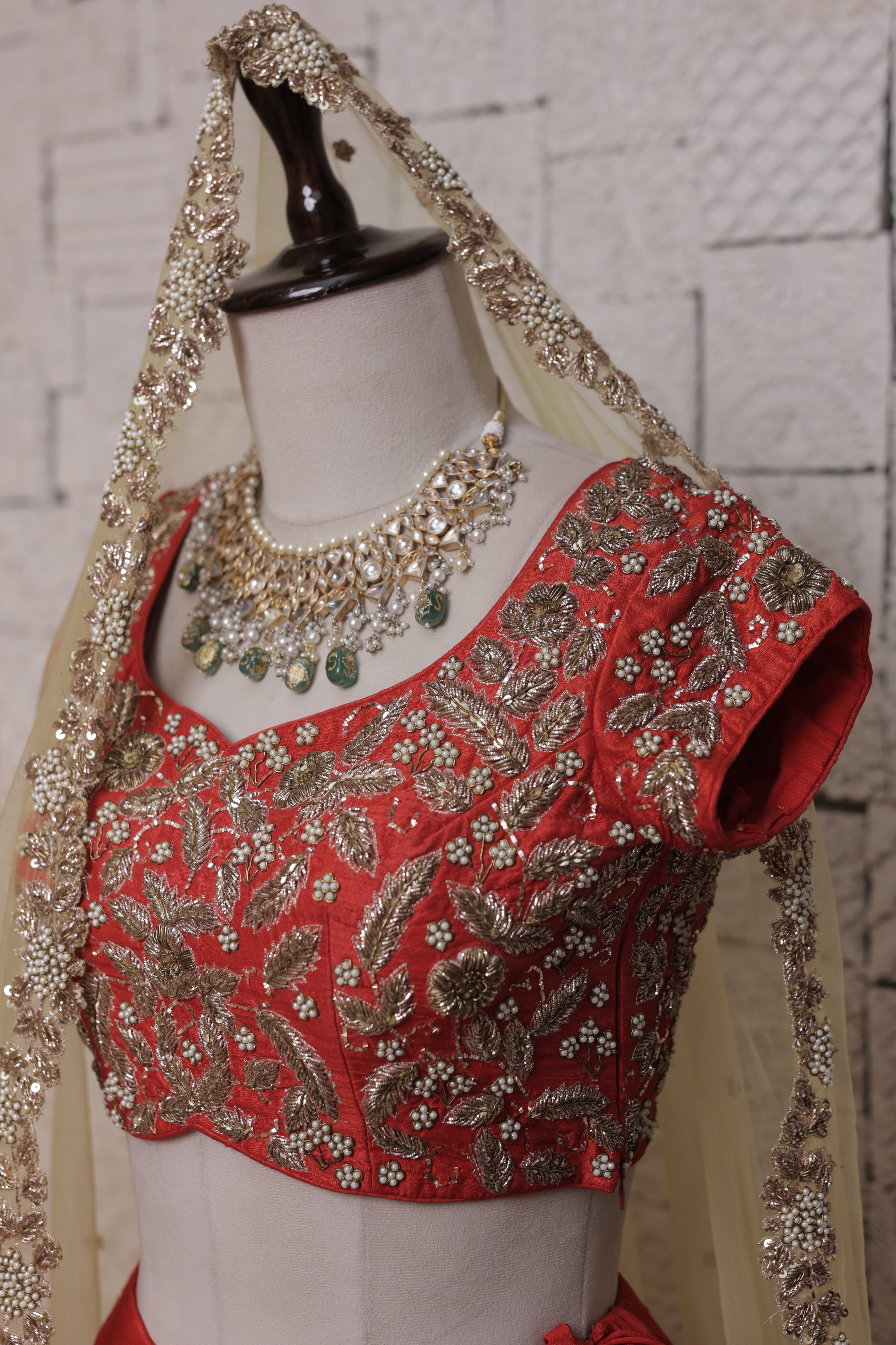 Cherish Red Bridal lehenga
