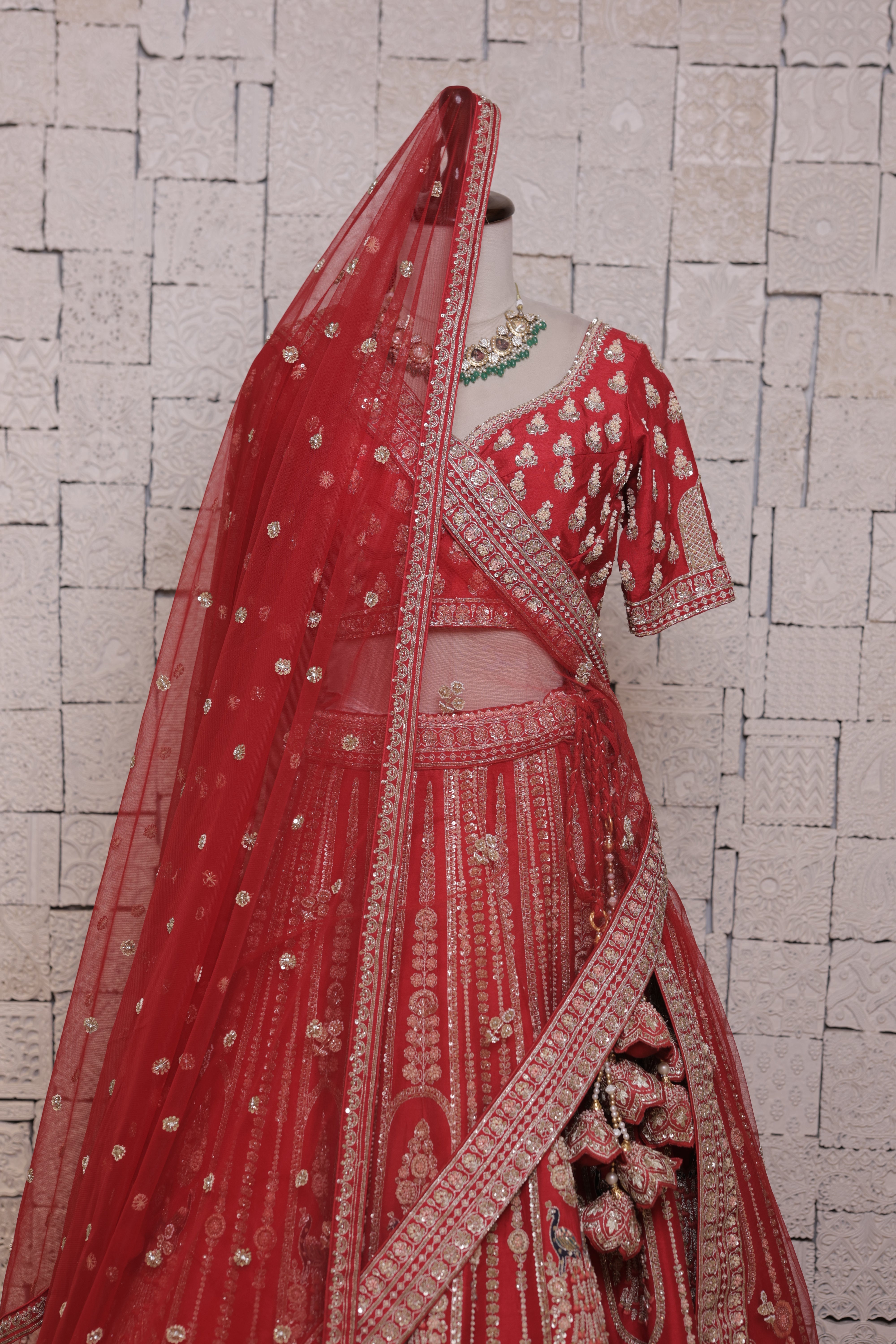 Red Sequence Ghagra Set Bridal Lehenga