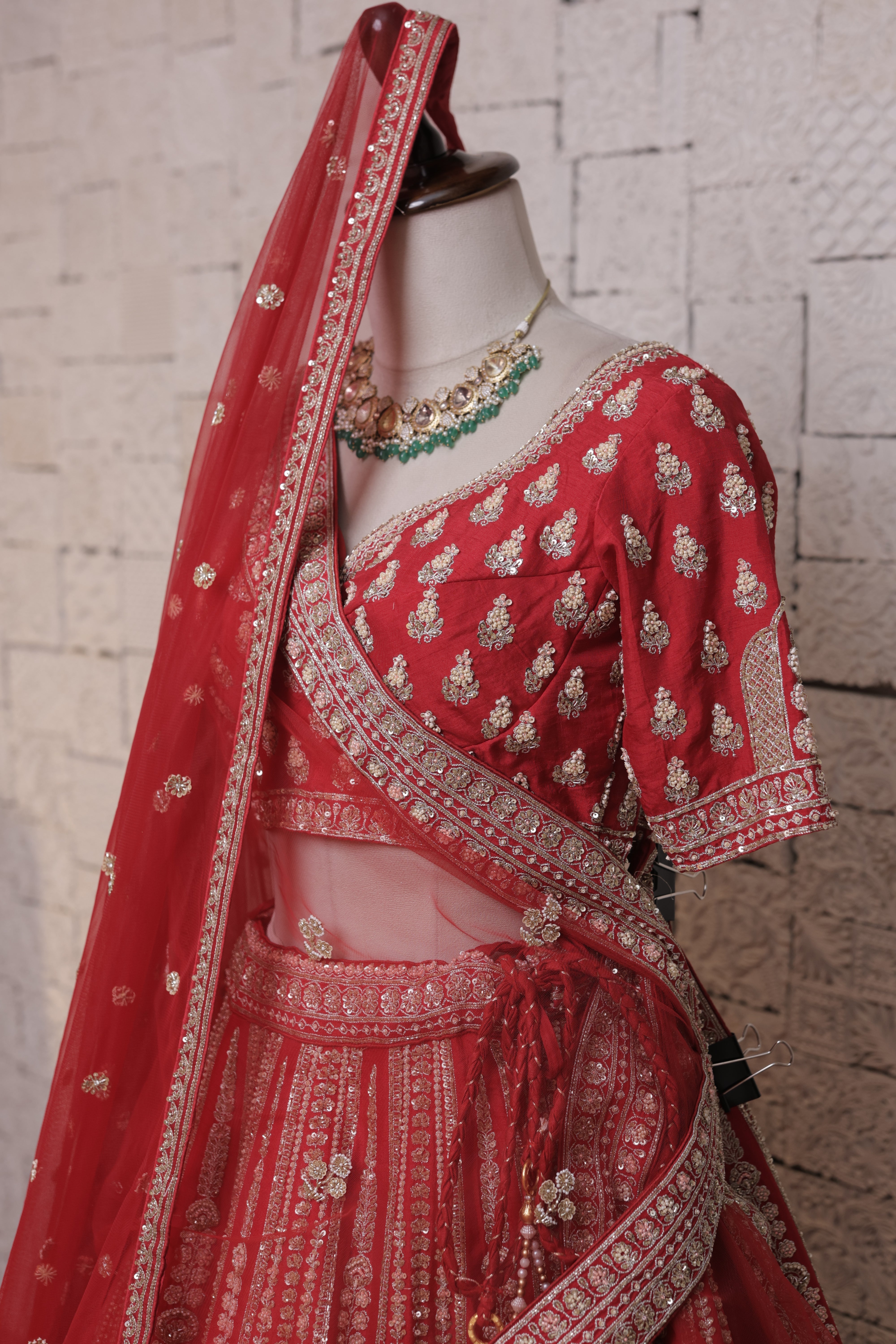 Red Sequence Ghagra Set Bridal Lehenga