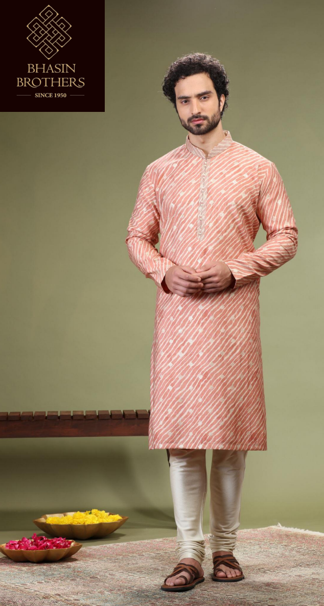 Pink striped kurta set