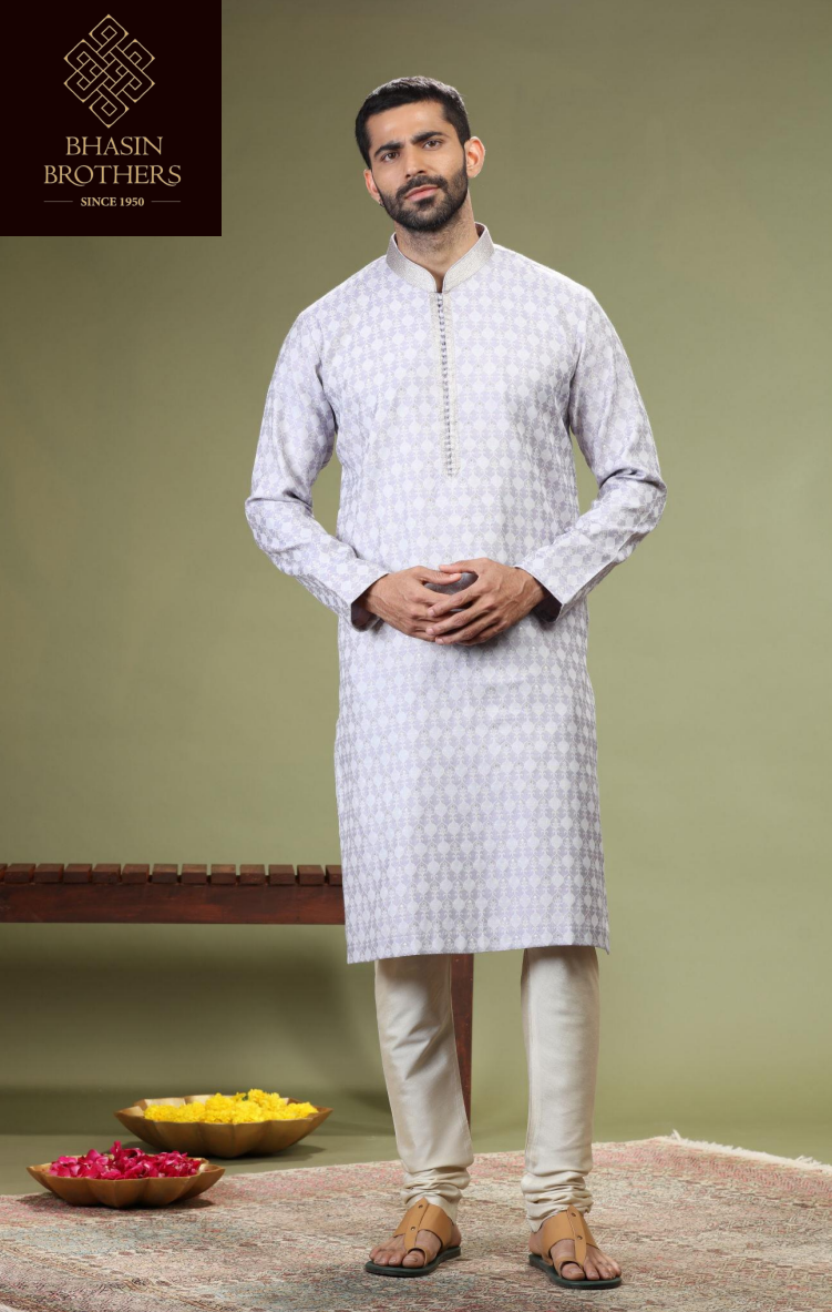 Lavender silk kurta set