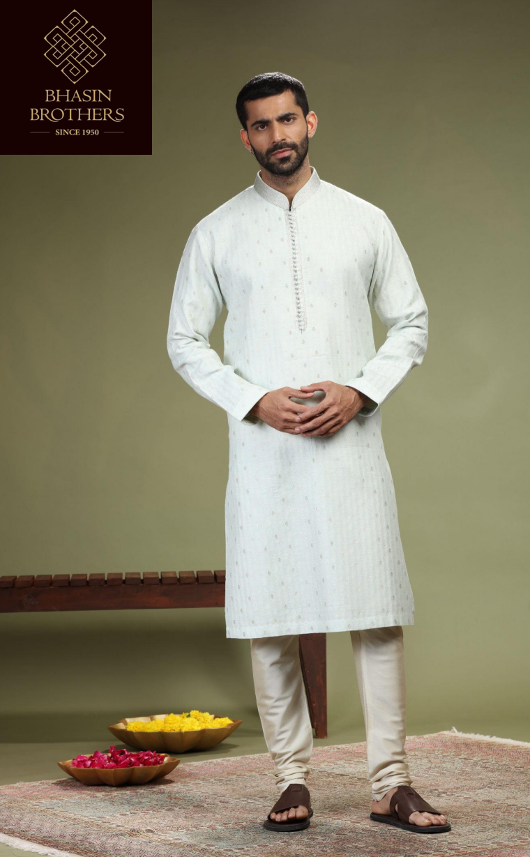 Ivory silk kurta set