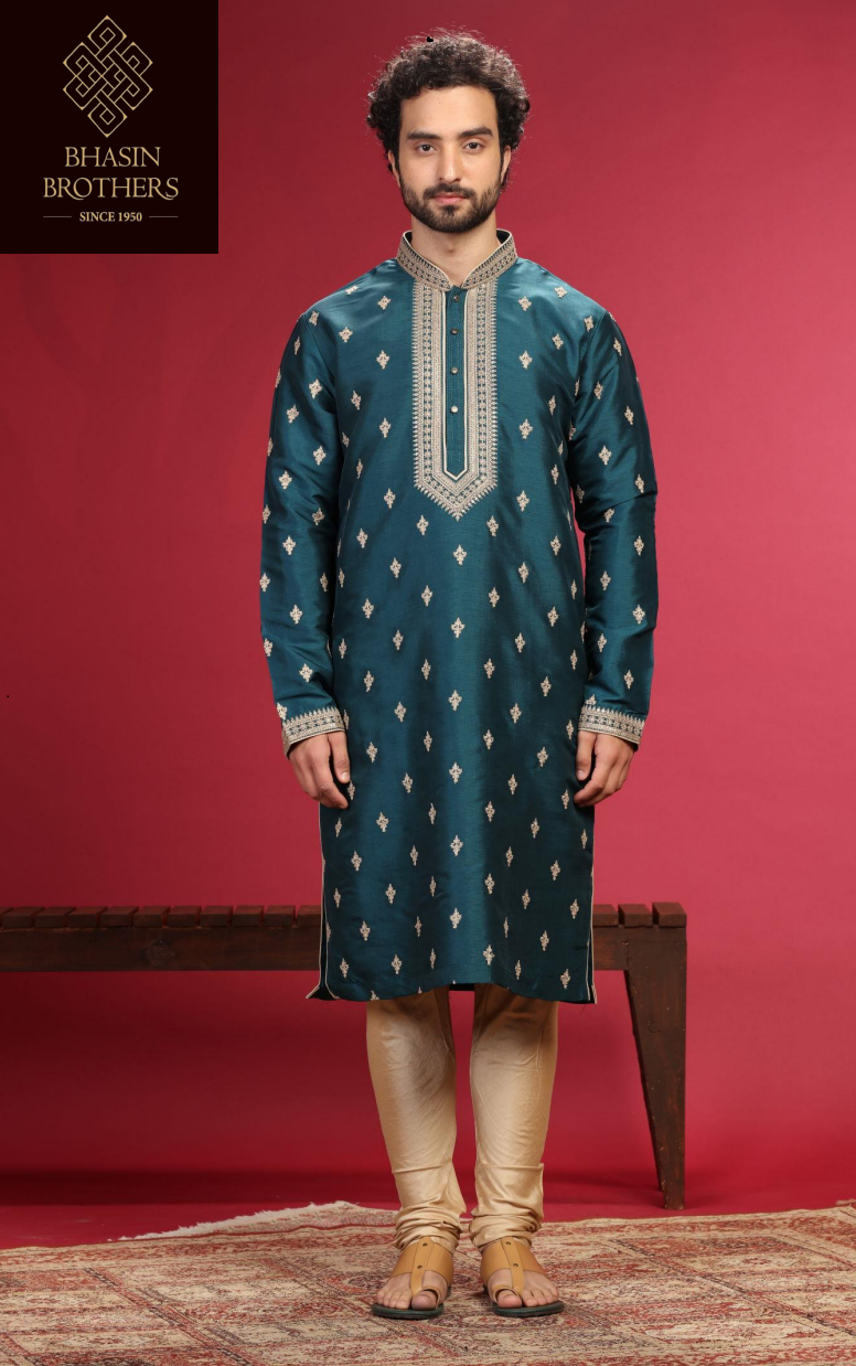 Deep blue Butti kurta