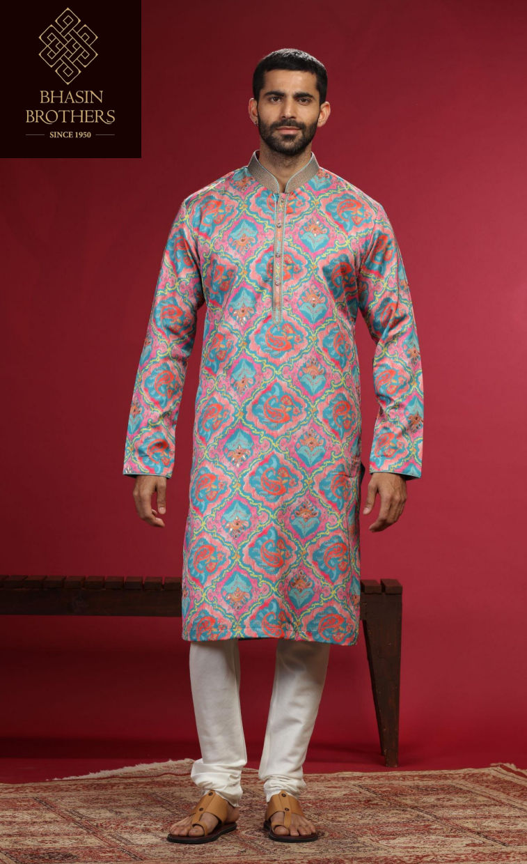 Multi blue and pink kurta