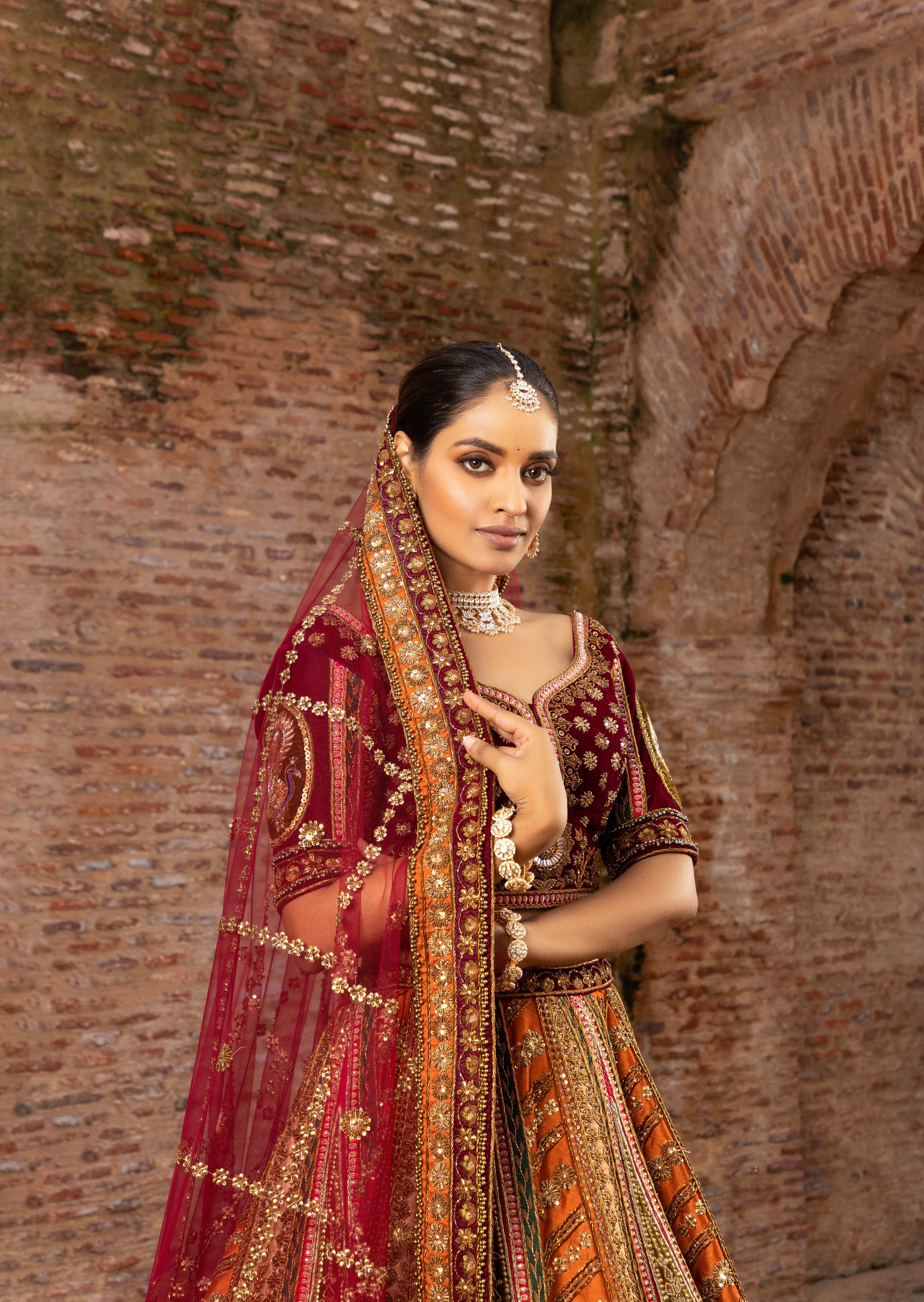 Timeless Artistry Silk Bridal Lehenga with Sequins and Cutdana Embellishments