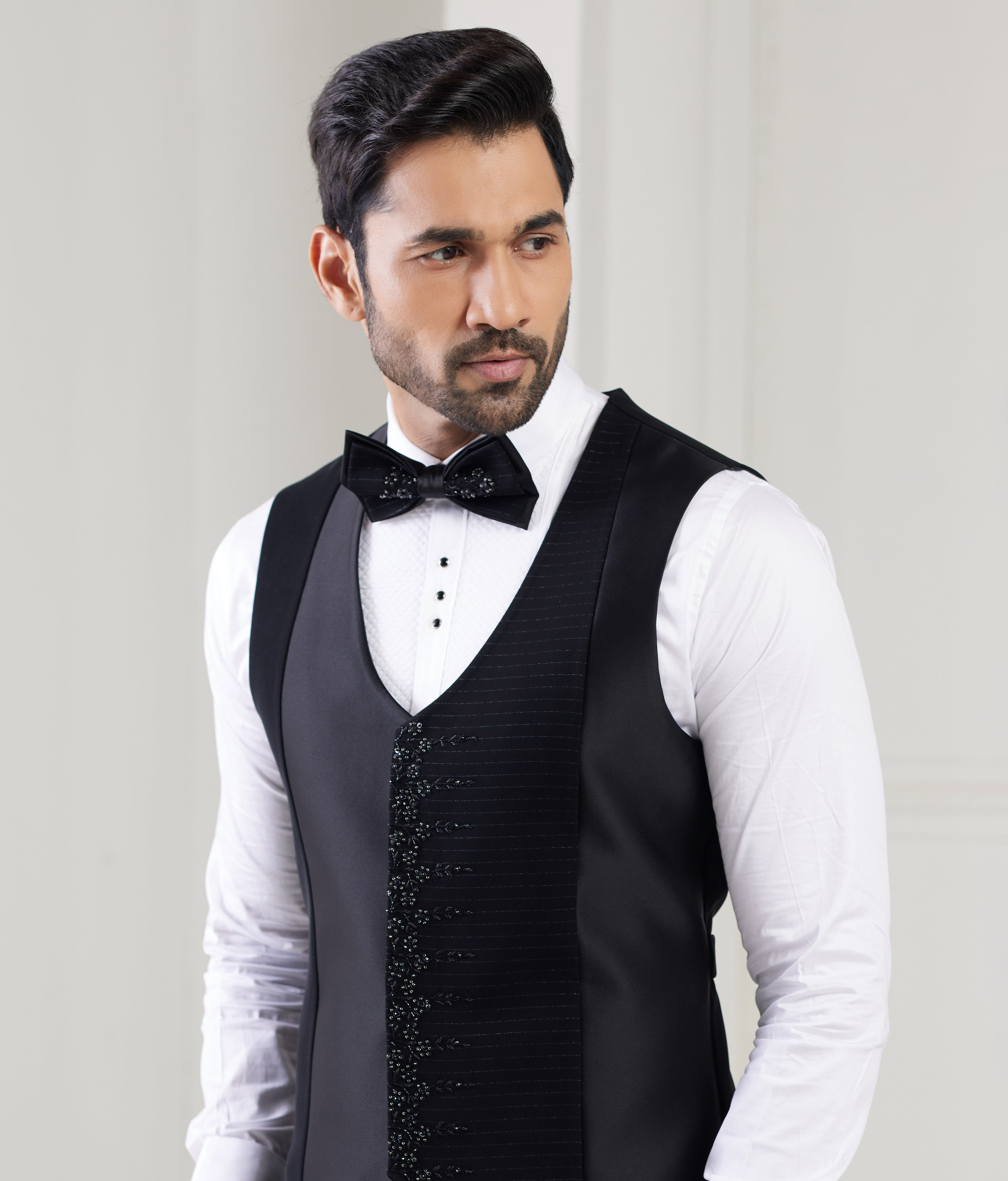 Black men’s tuxedo with embroidery