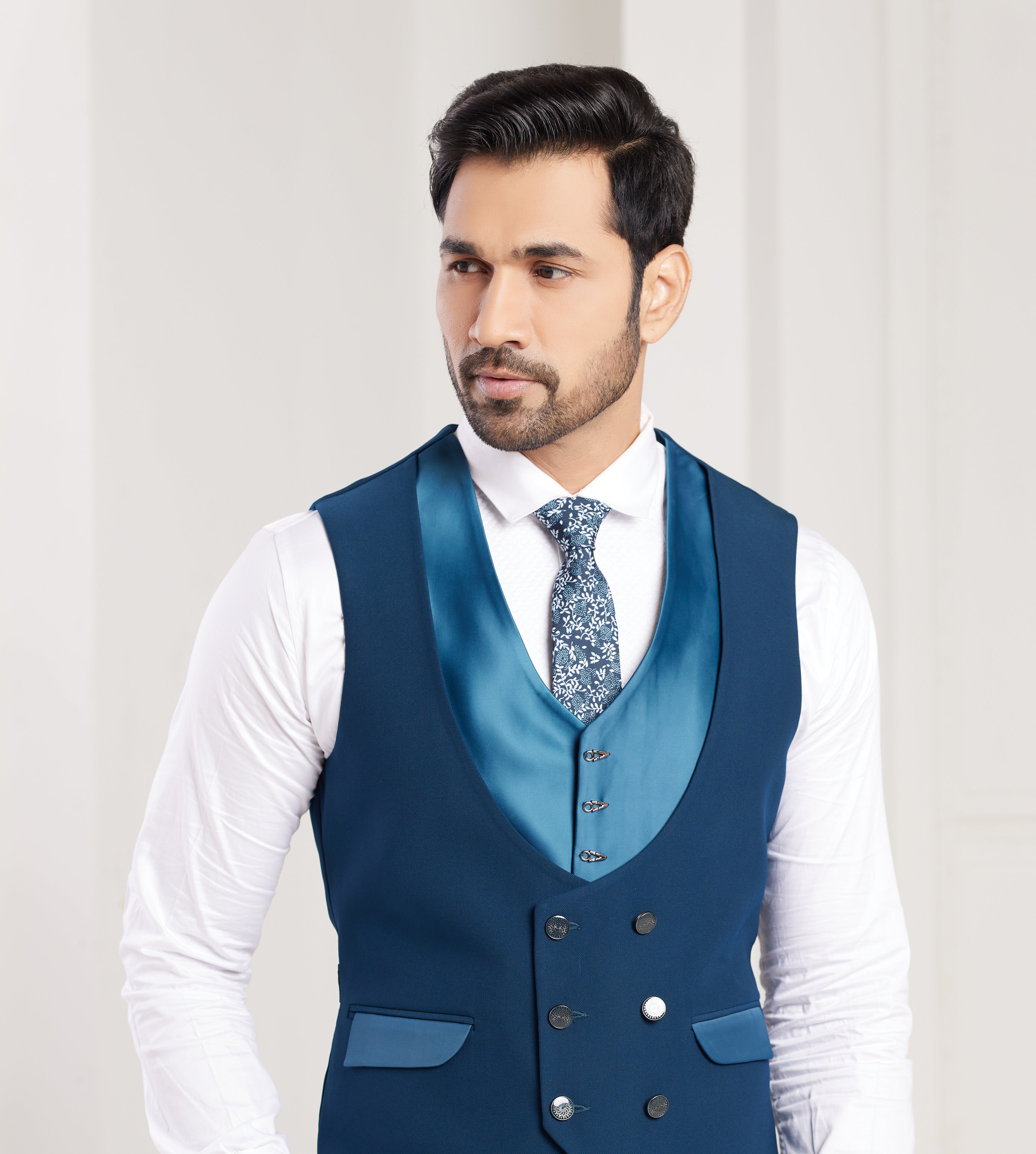 Blue textured mens tuxedo