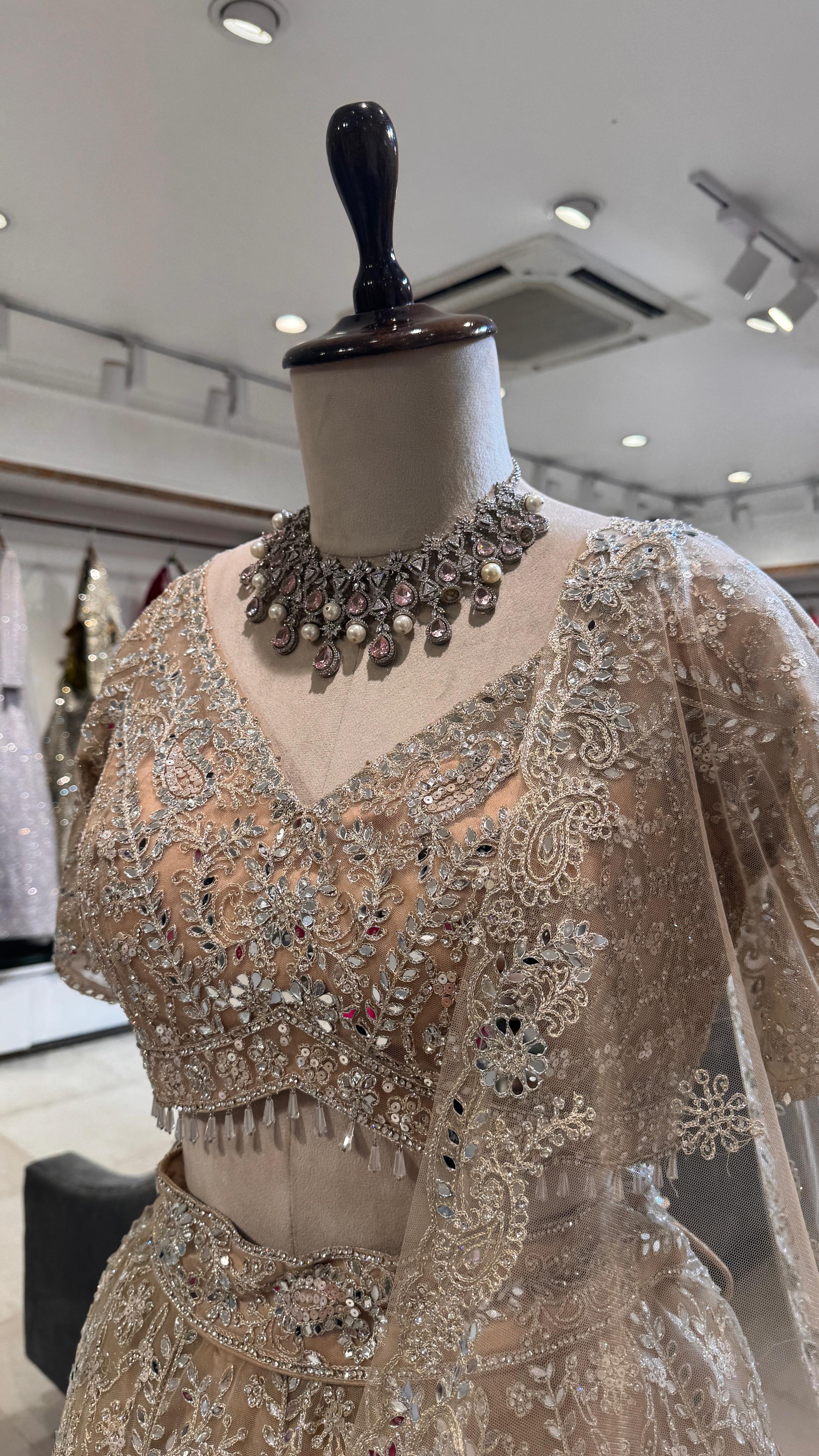 Golden Silk lehenga with sequence and thread work