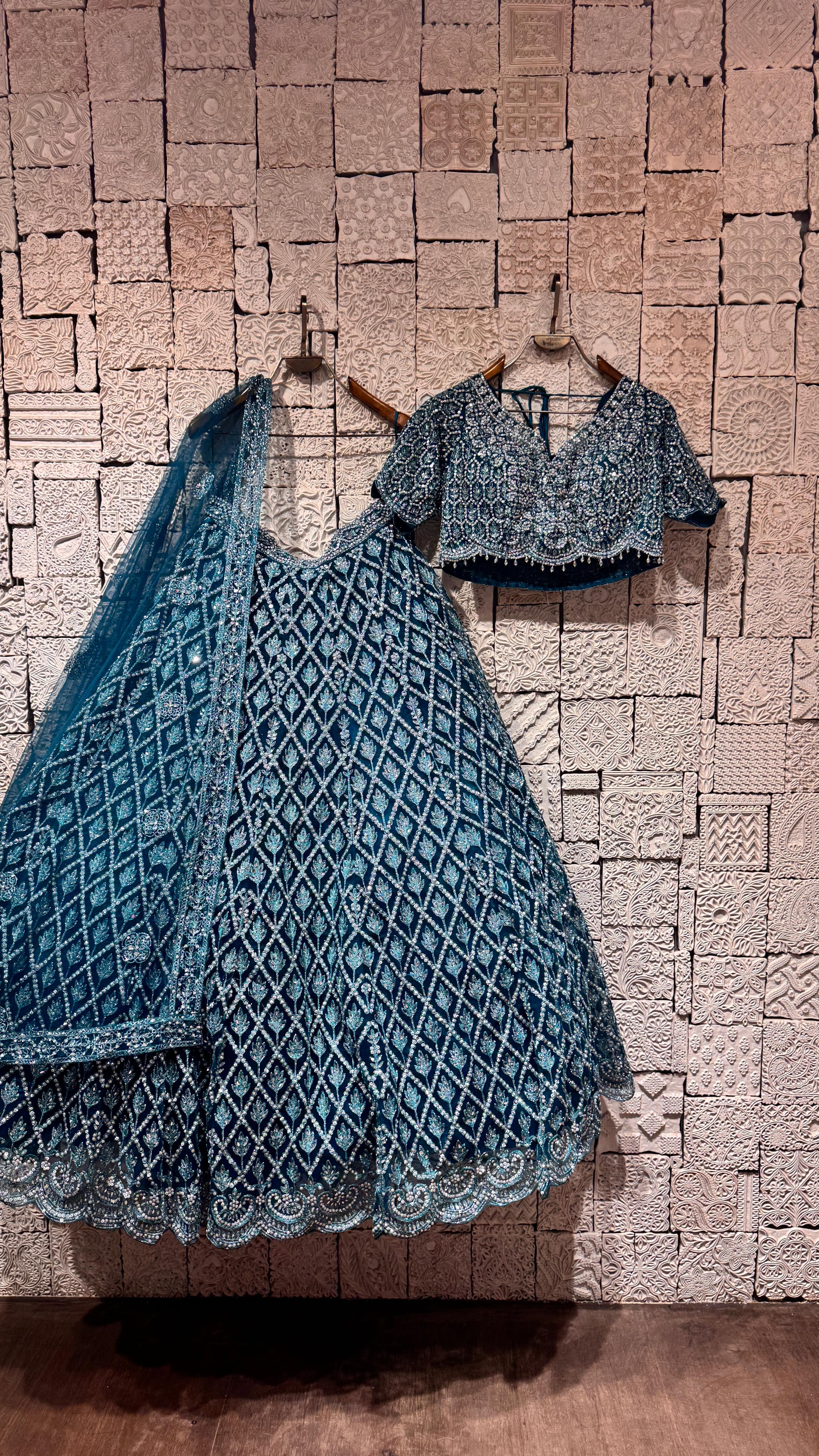 BLUE EMBELLISHED LEHENGA