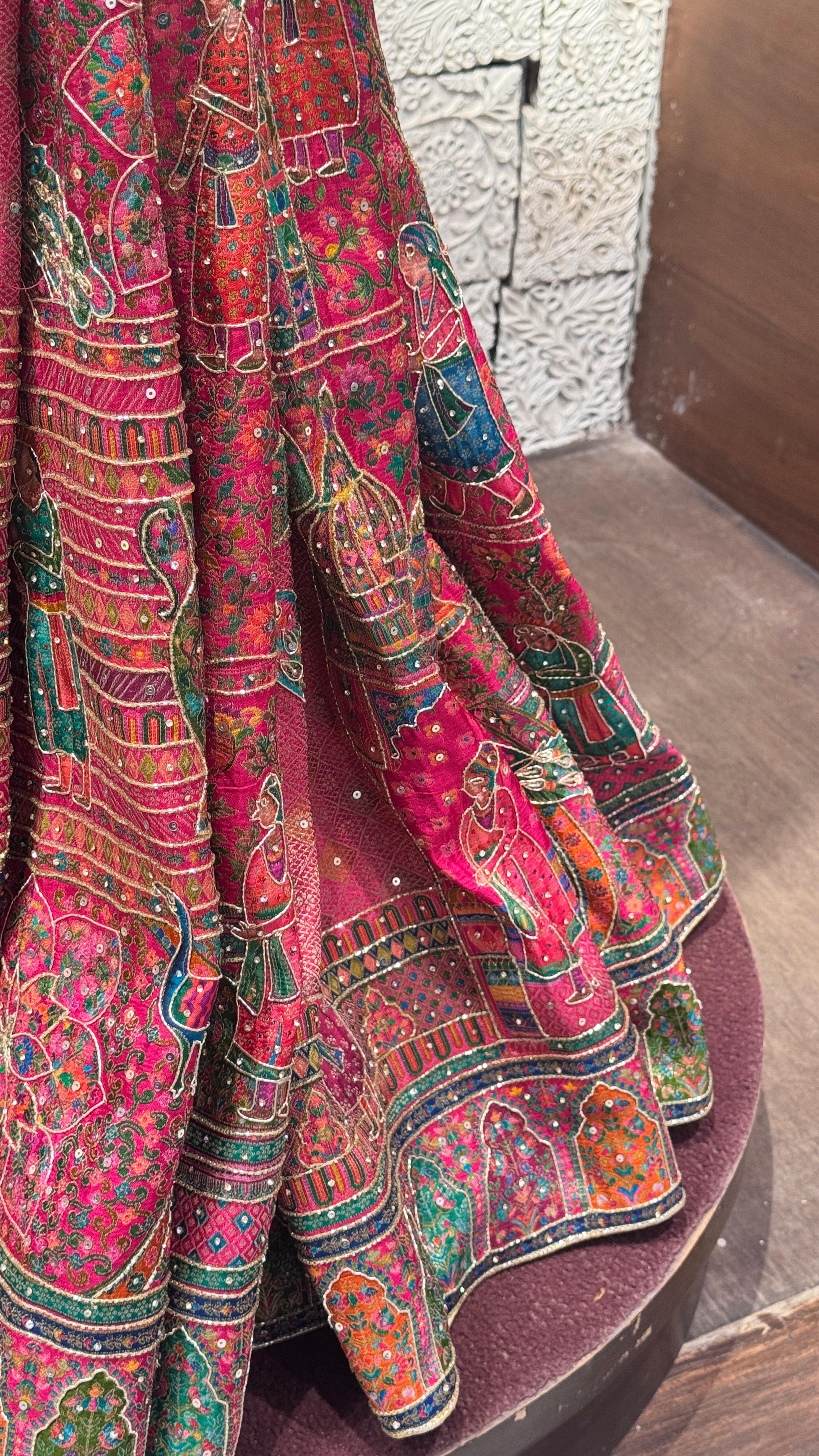 MULTICOLOR HAND EMBROIDERED SAREE WITH TRIBAL MOTIFS