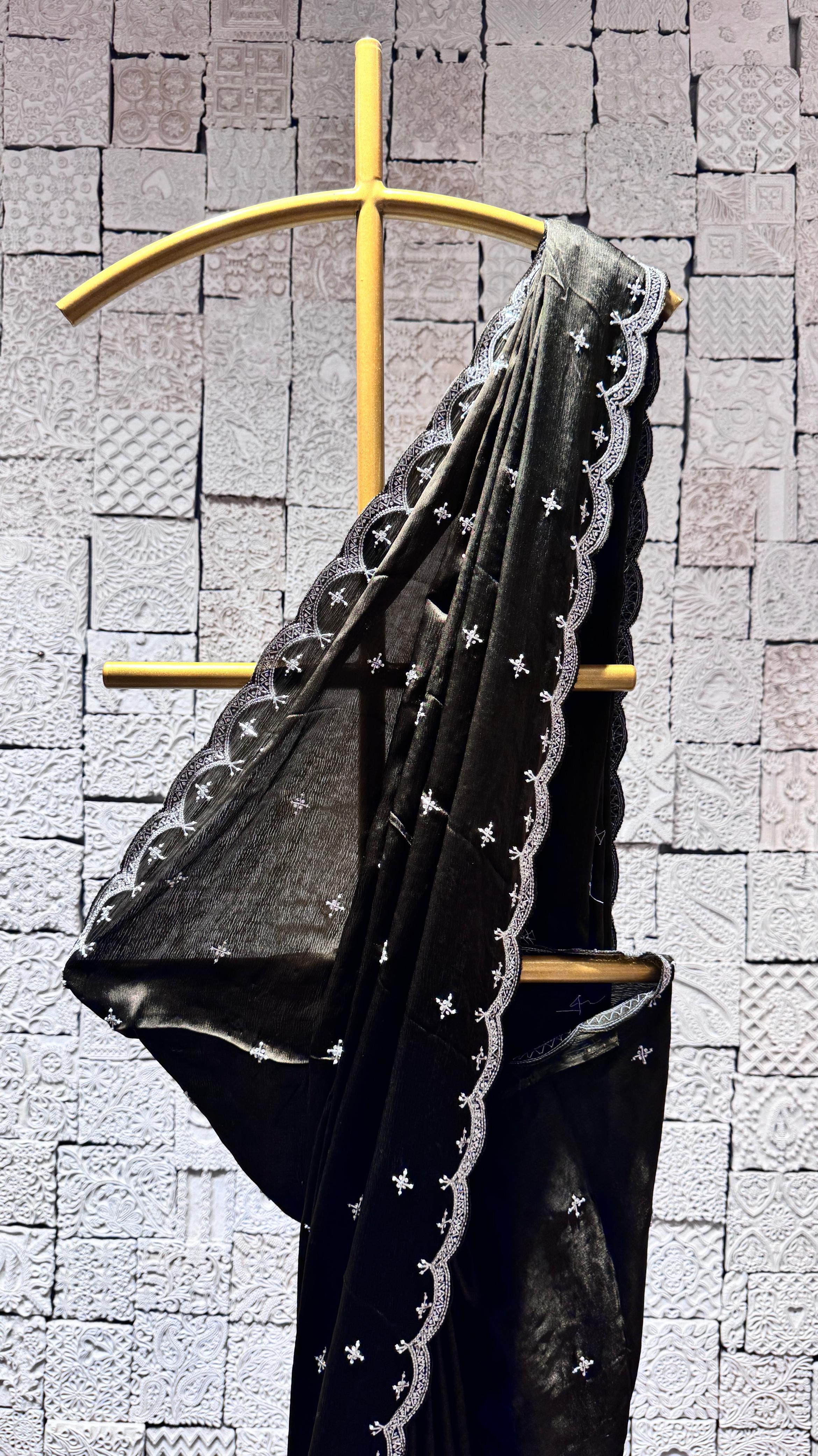 Green saree with heavy border