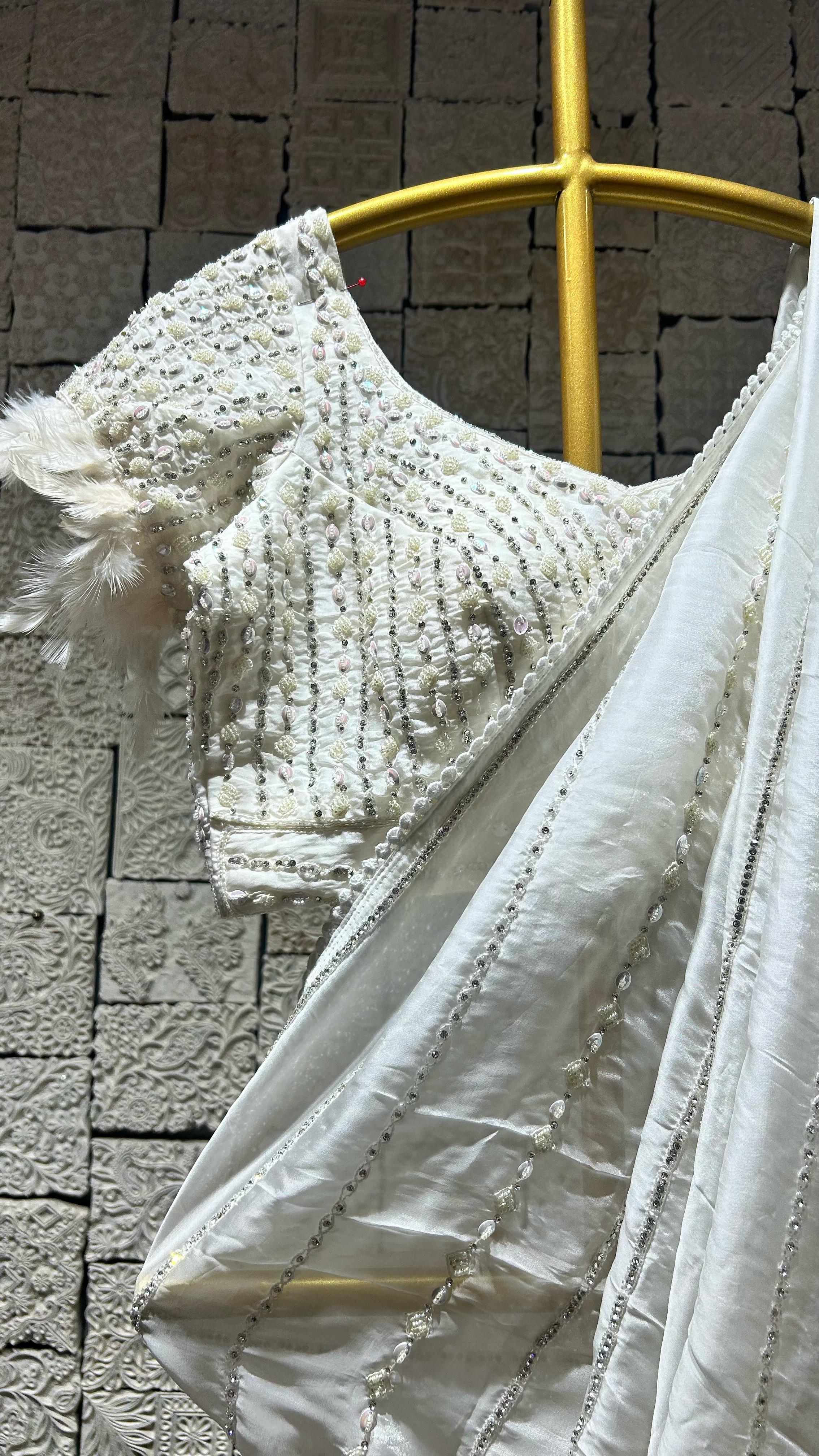 White saree with simple delicate border