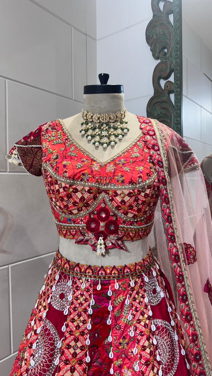 Red multicolor lehenga