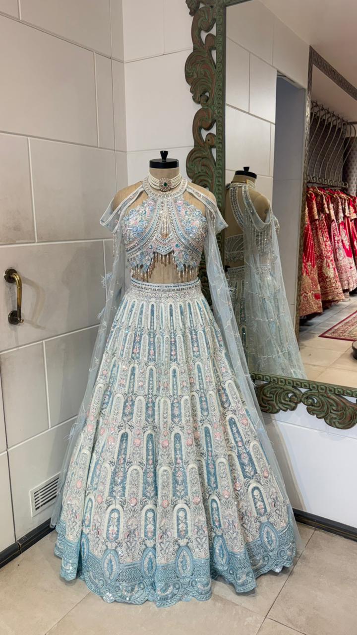 Ice Blue Embellished Lehenga