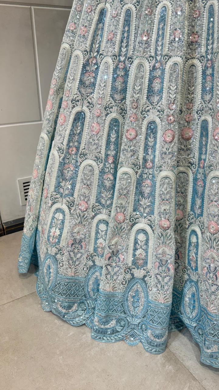 Ice Blue Embellished Lehenga