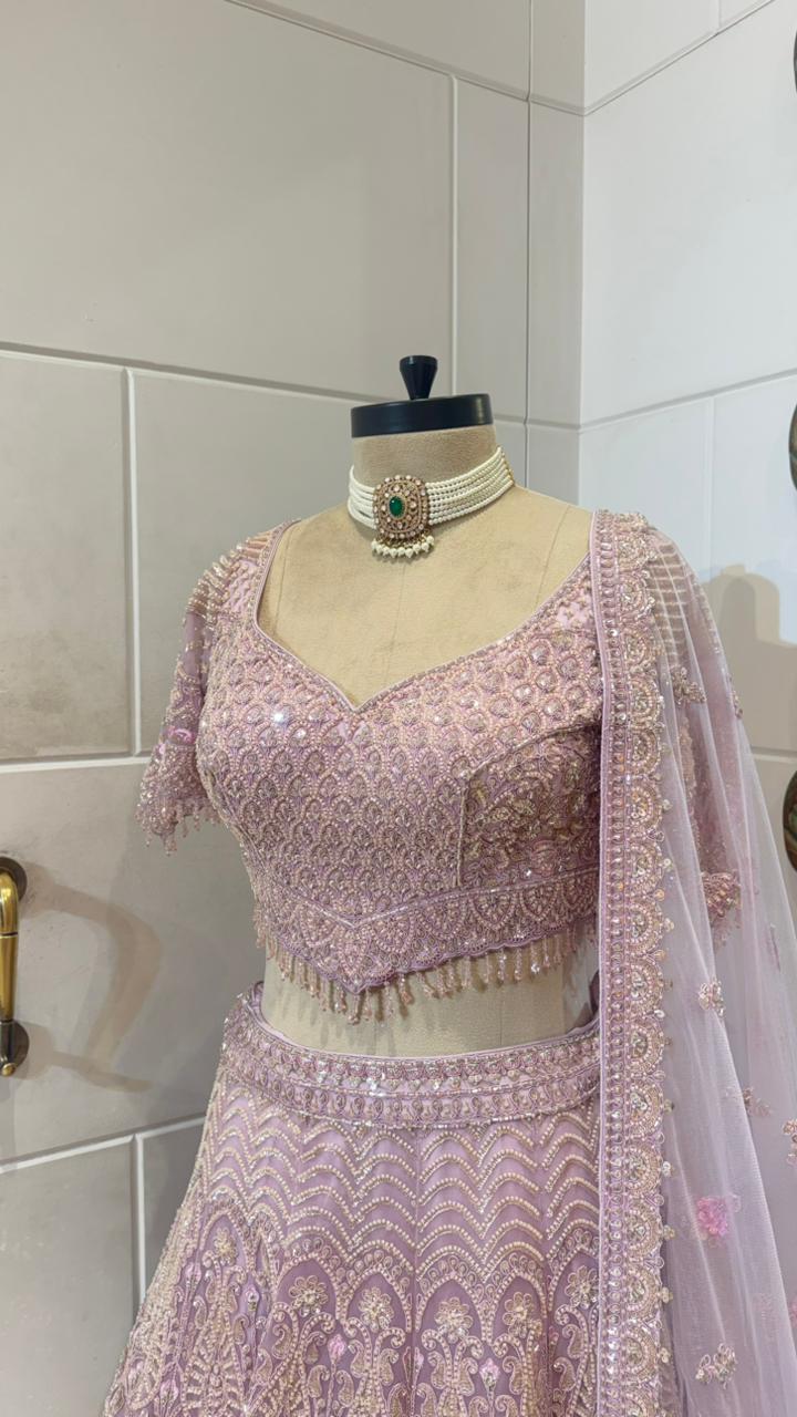 Dusty pink pearl lehenga