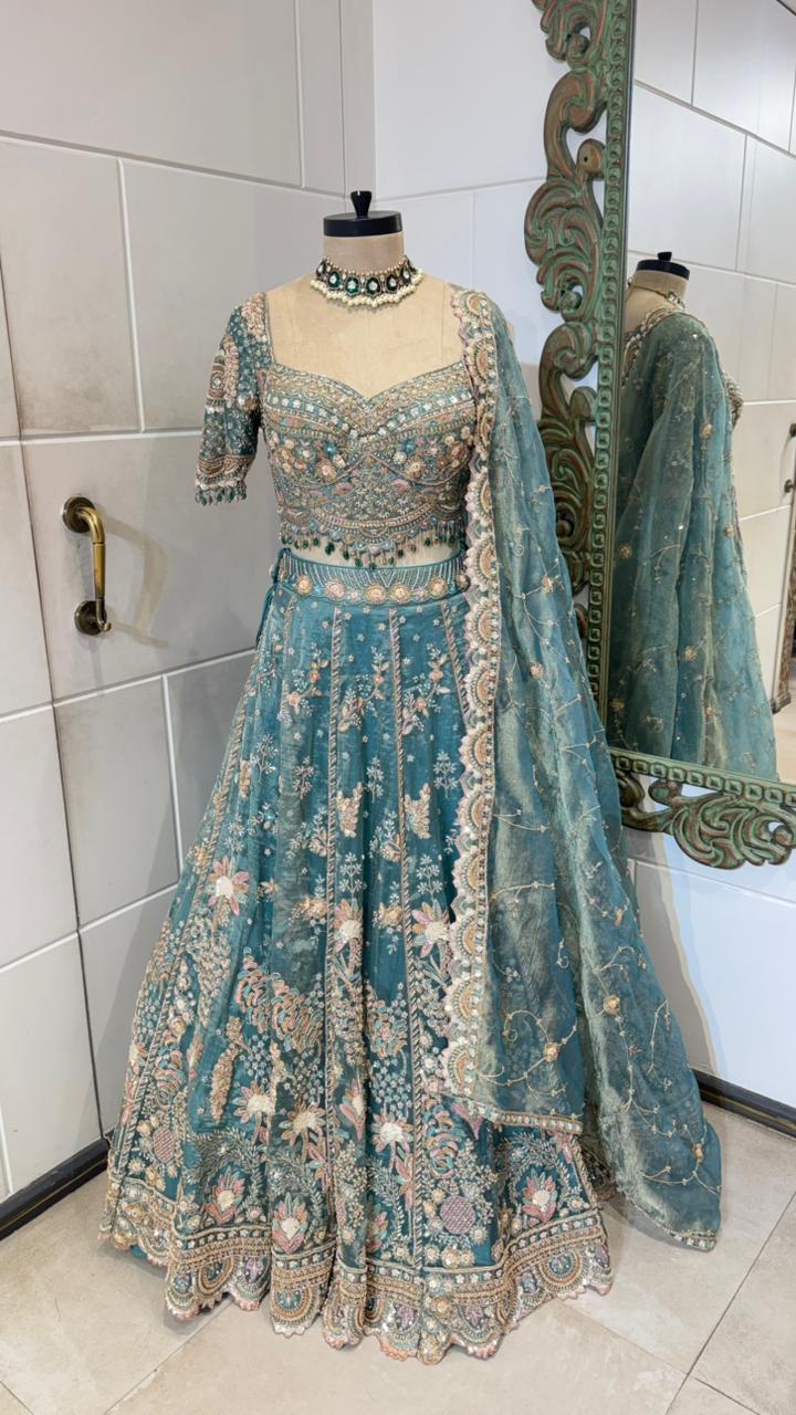 Royal Blue Embroidered Designer Lehenga