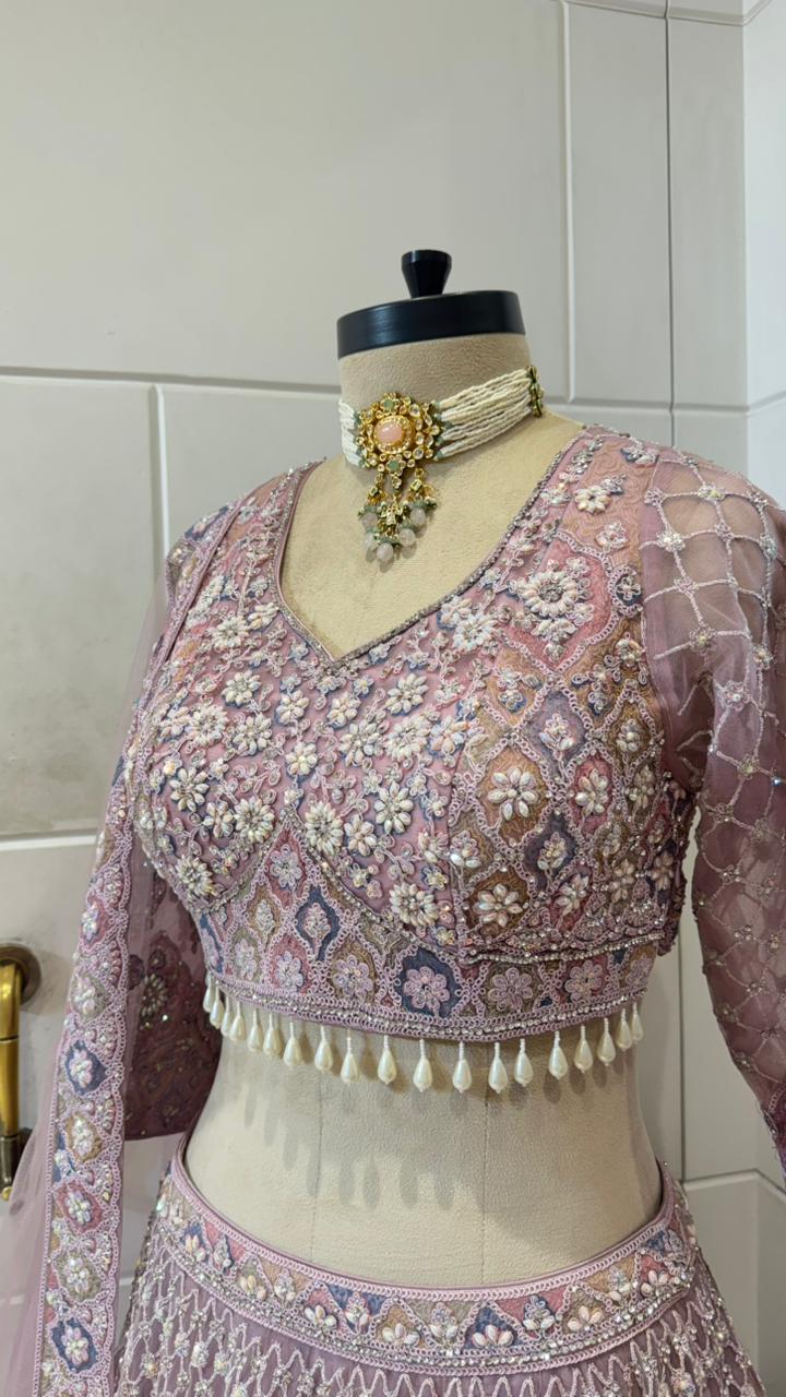 Dusty Pink Heavily Embellished Lehenga