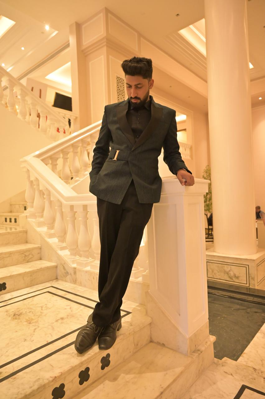 Dark Green belted suit