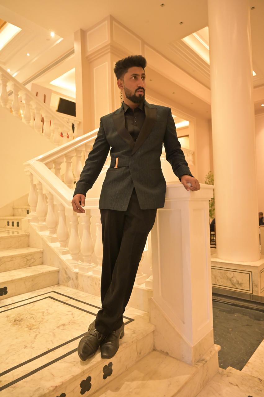 Dark Green belted suit