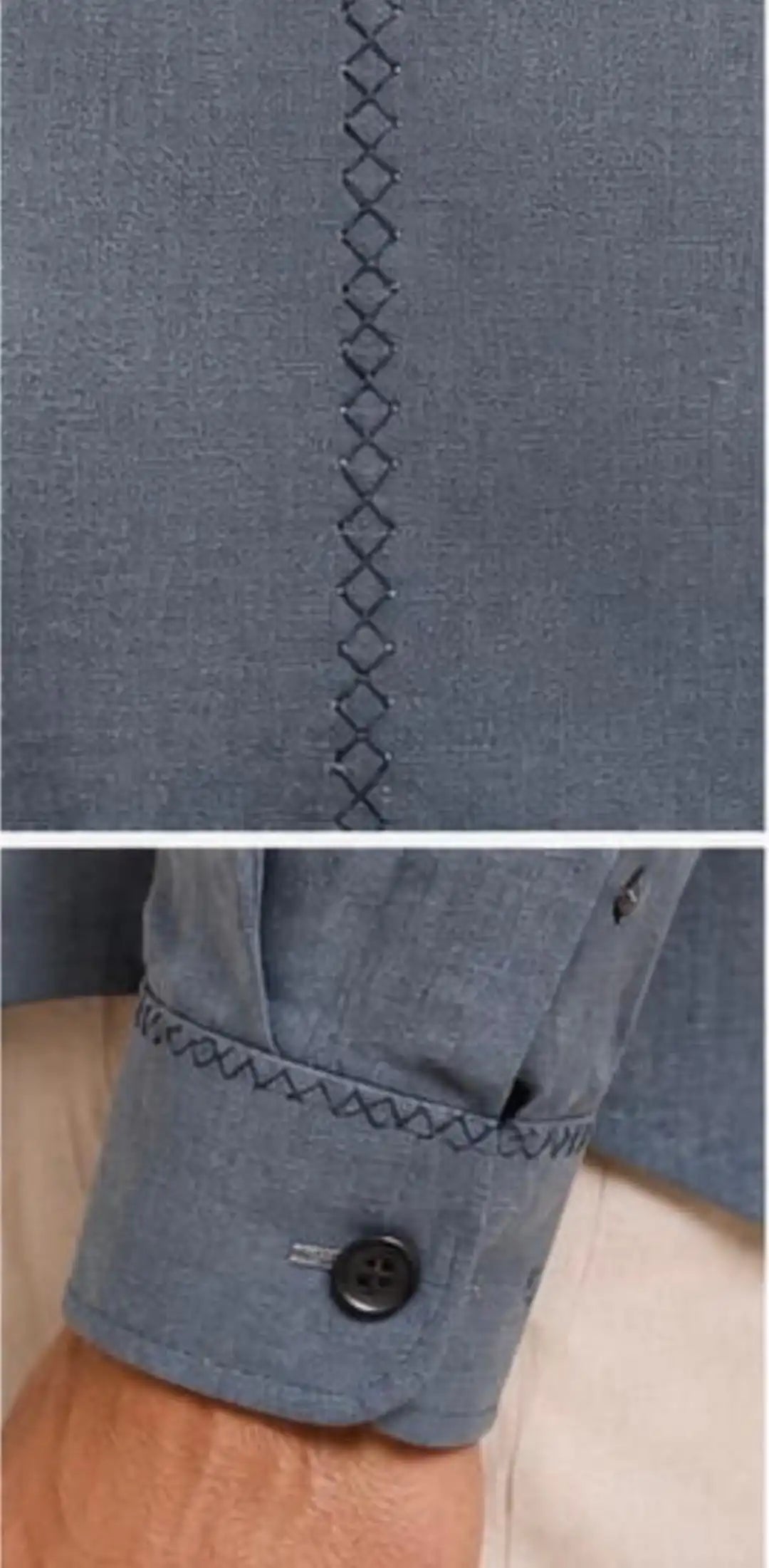 Applique flower linen shirt Embroidery detail