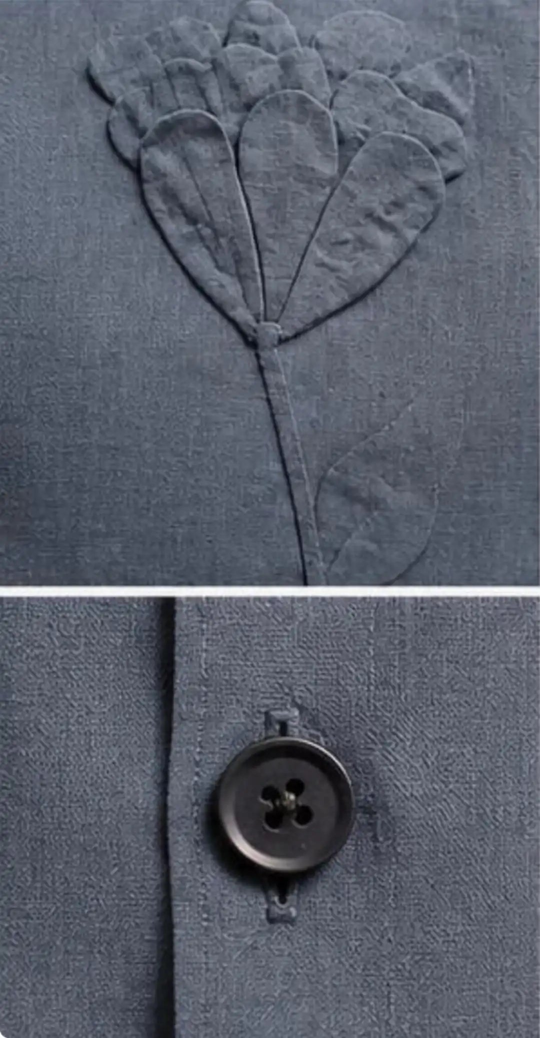 Applique flower linen shirt Embroidery detail