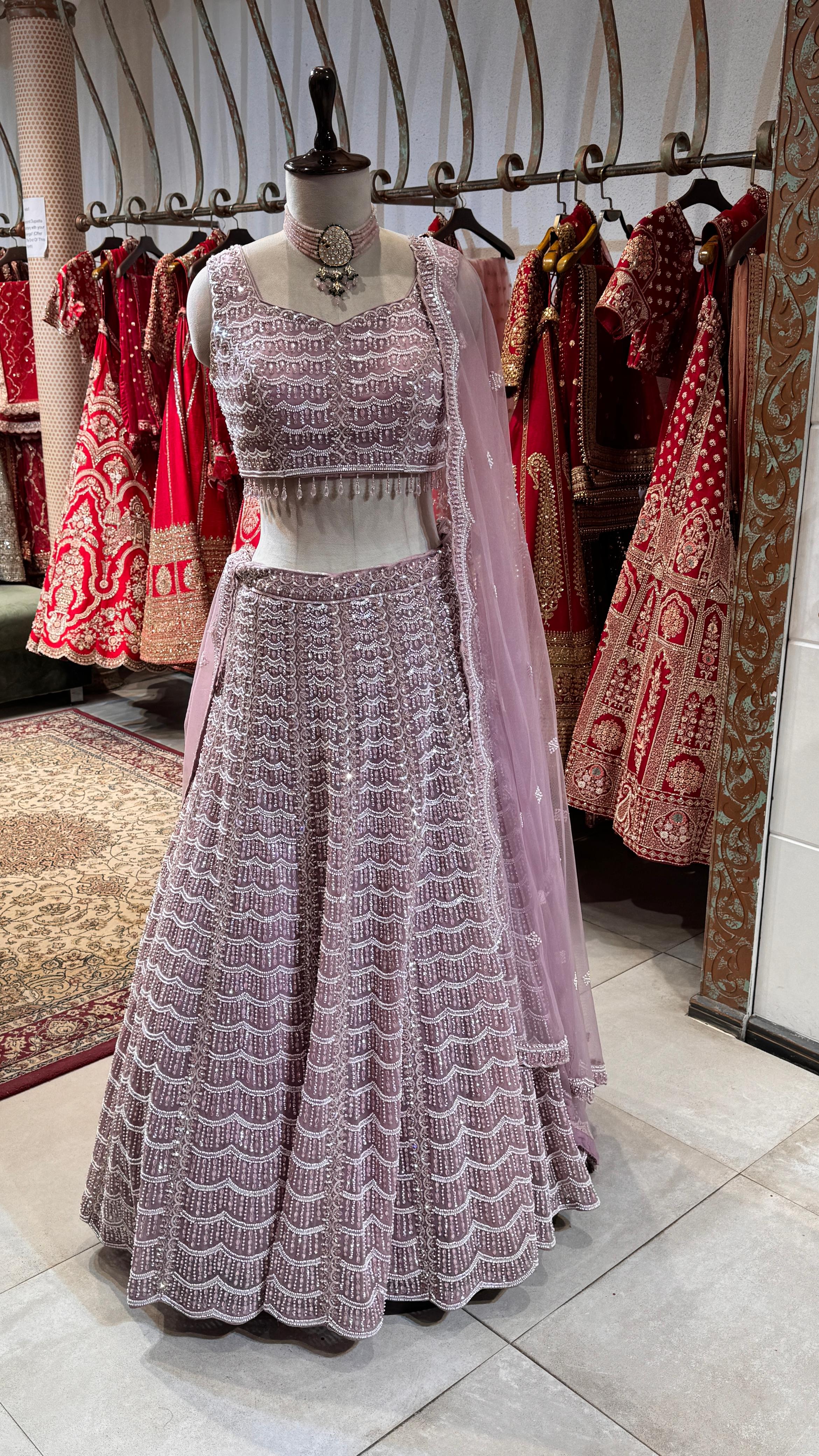 Pink scallop lehenga