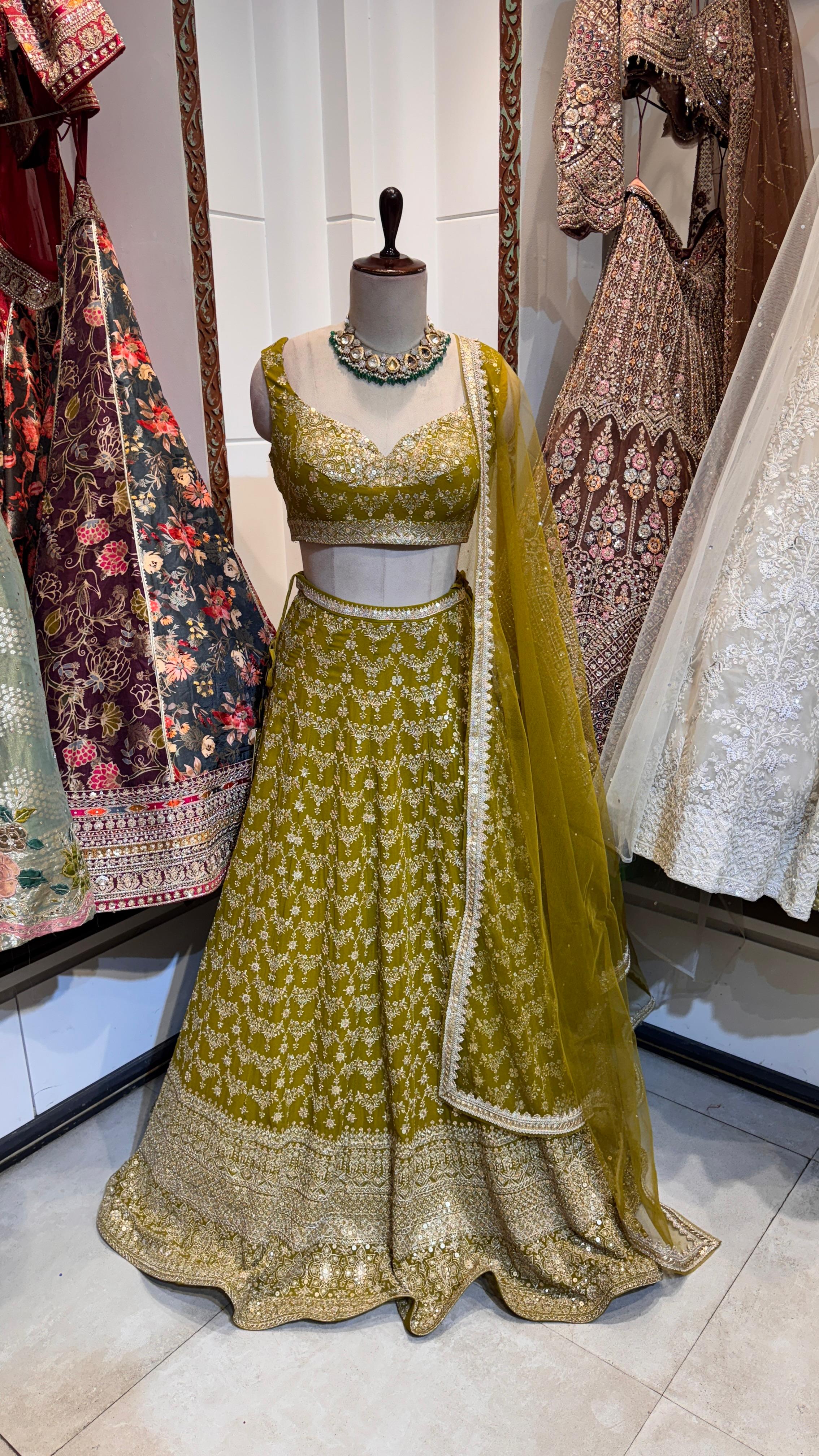 Mehendi green lehenga Media
