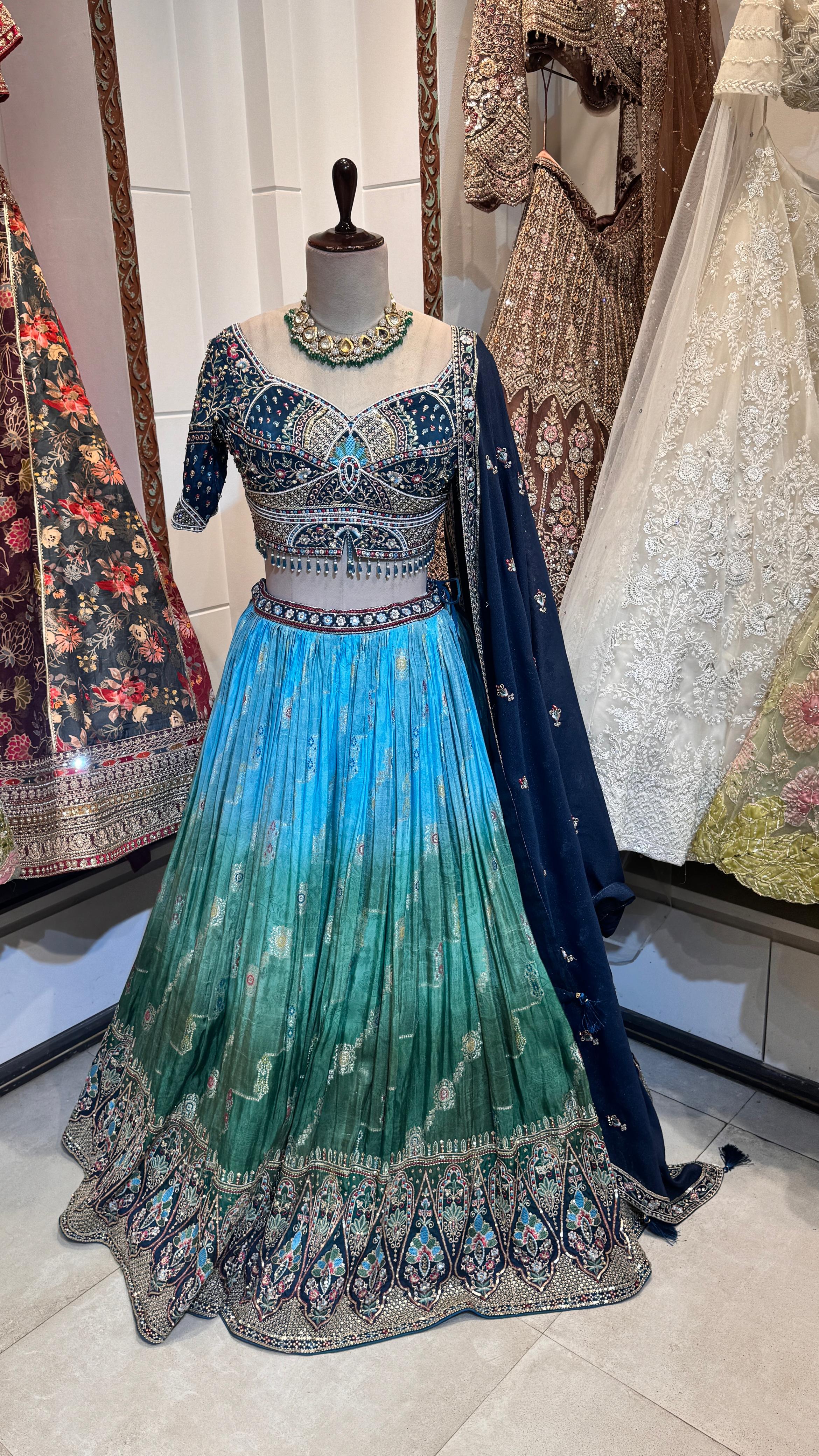 Blue ombre lehenga