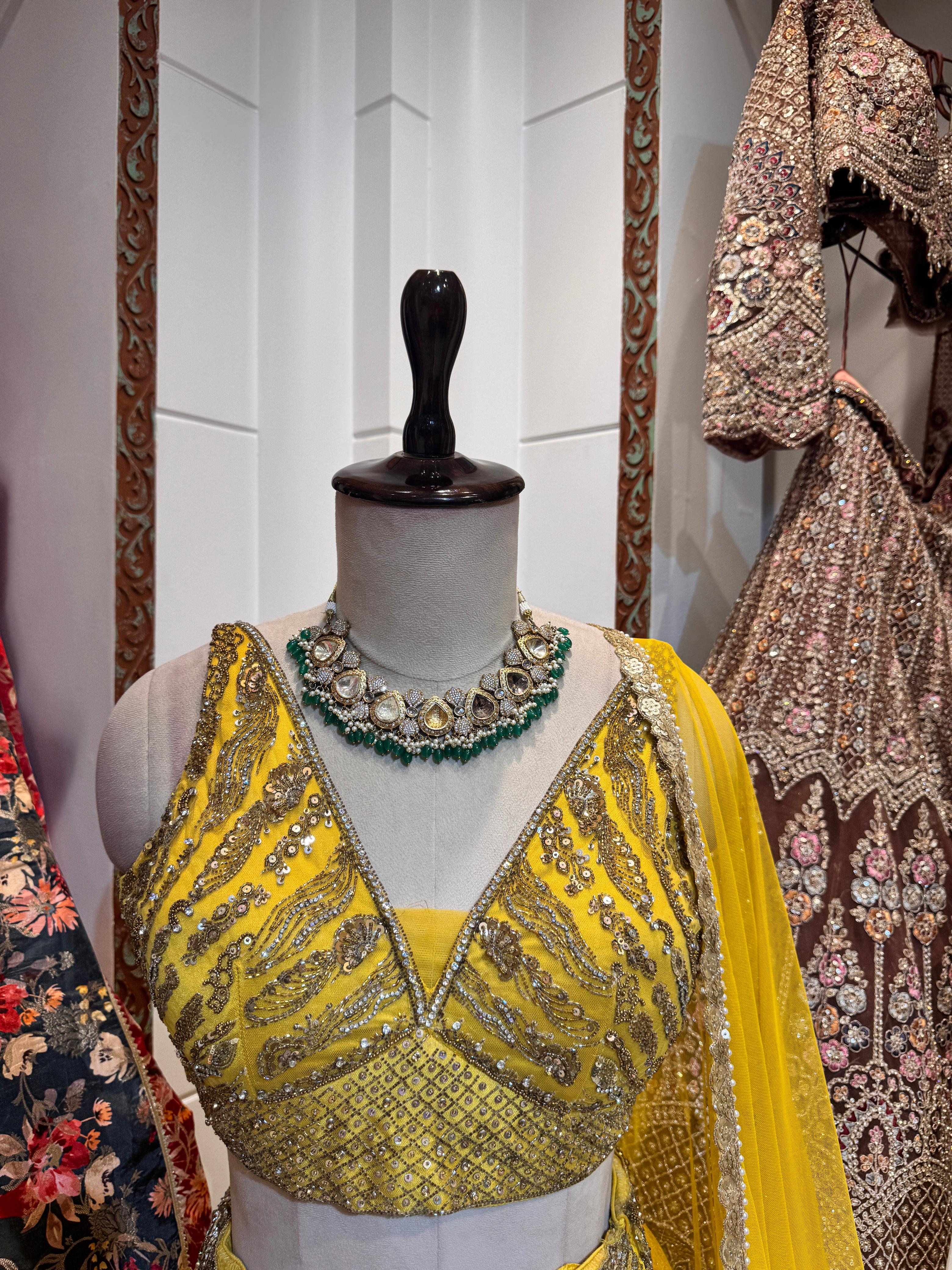 Yellow sequins lehenga