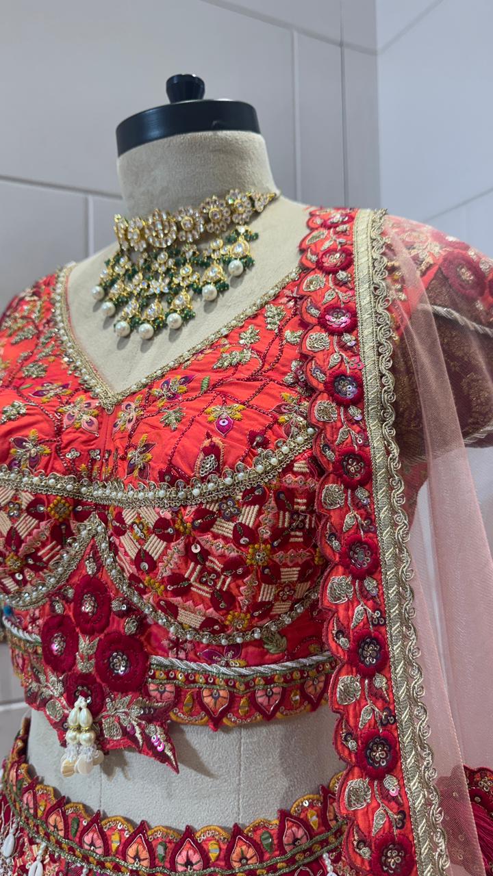 Red multicolor lehenga