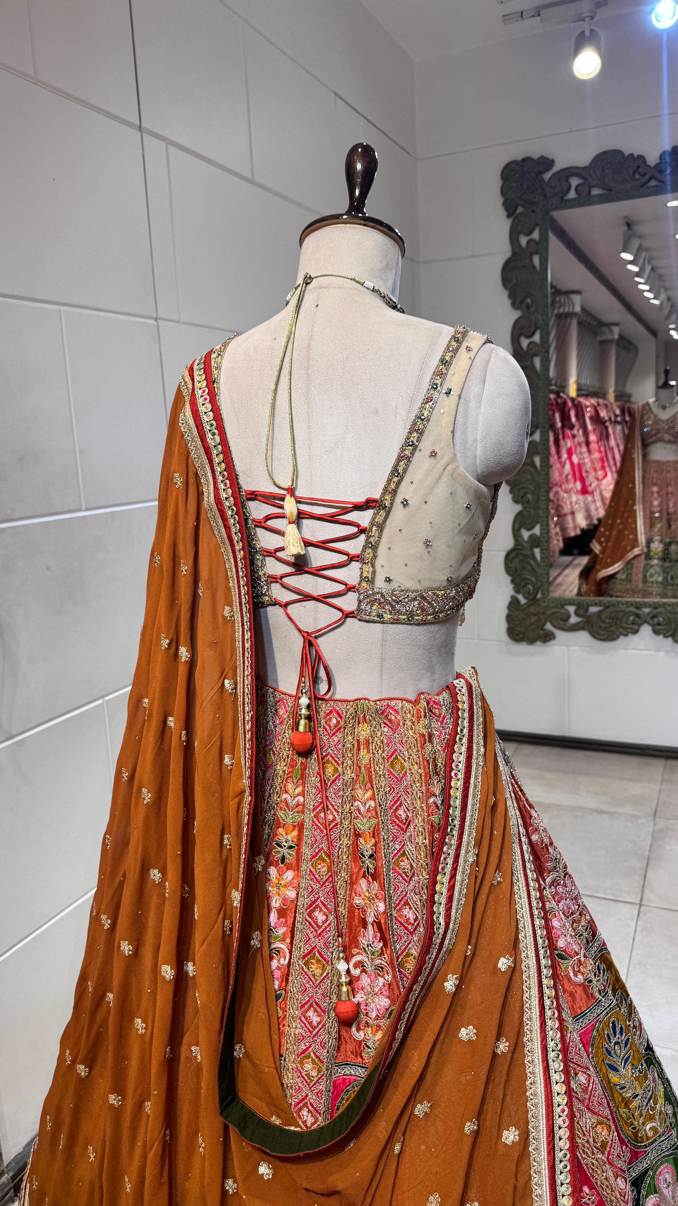 Multi color lehenga with beadwork